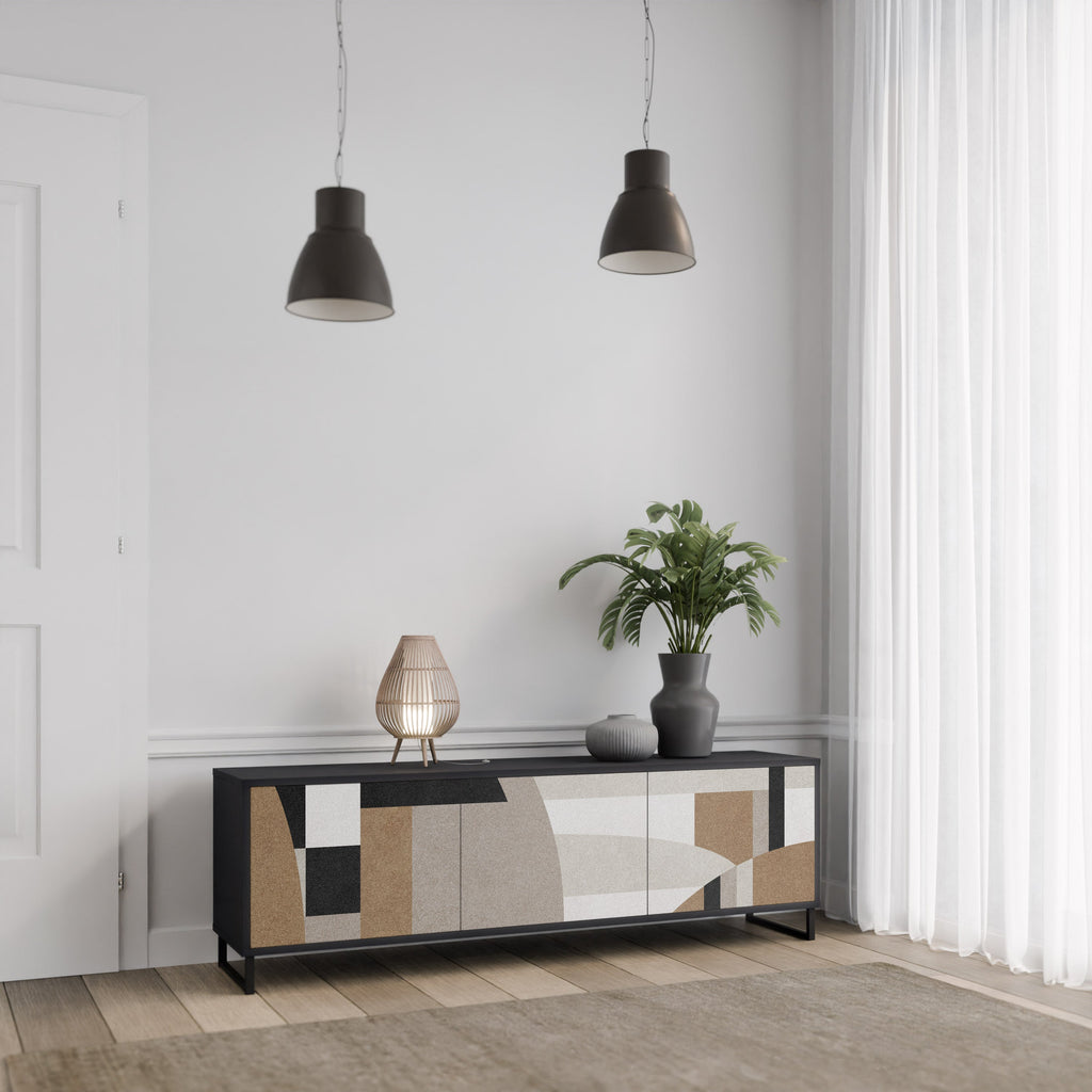 Meuble TV 3 portes DELICATE MEMENTO finition noire