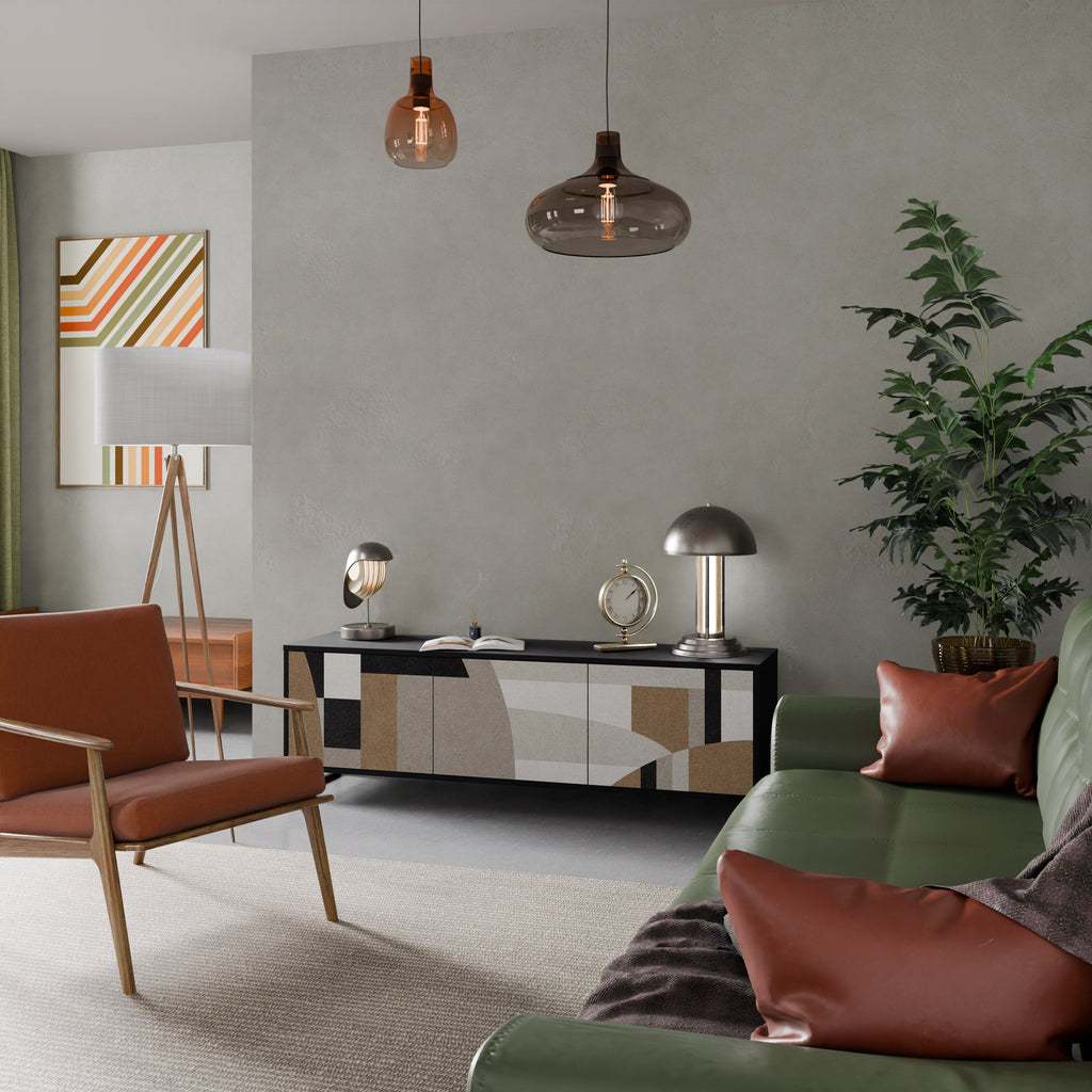 Meuble TV 3 portes DELICATE MEMENTO finition noire