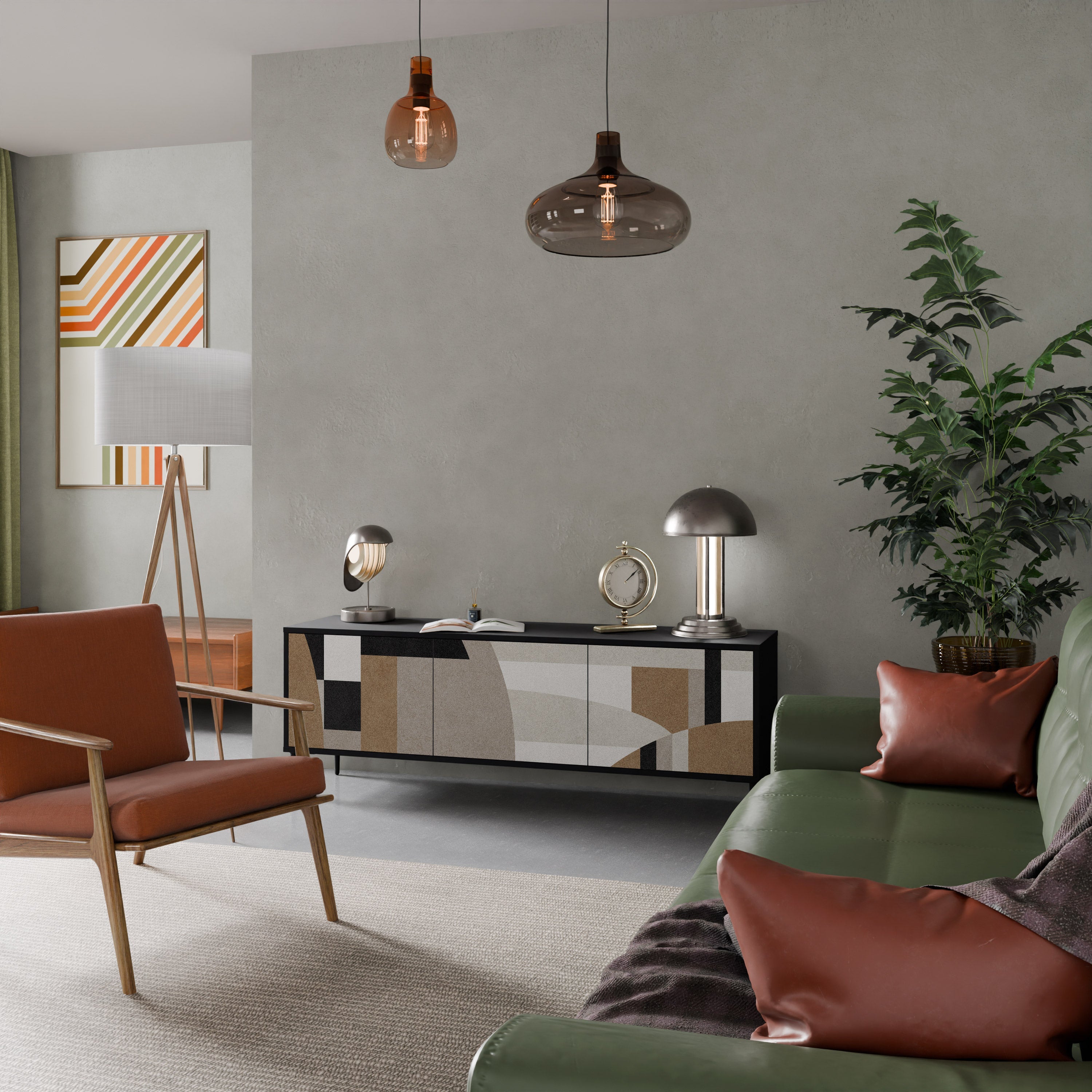 Meuble TV 3 portes DELICATE MEMENTO finition noire