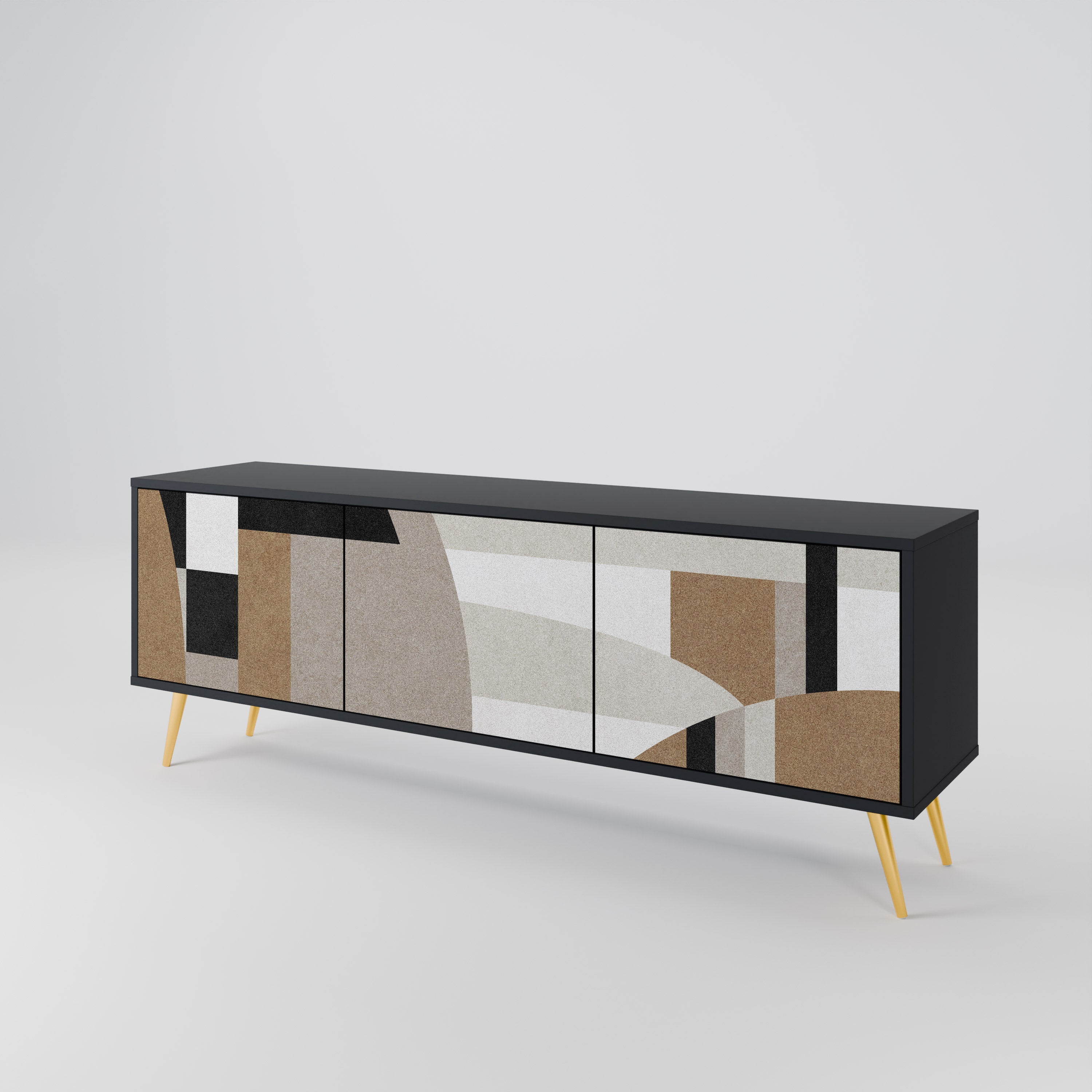 Meuble TV 3 portes DELICATE MEMENTO finition noire