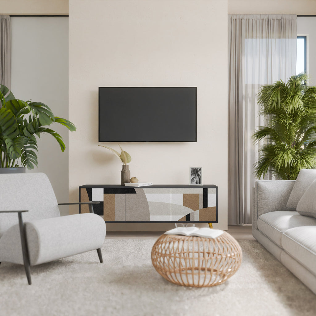 Meuble TV 3 portes DELICATE MEMENTO finition noire