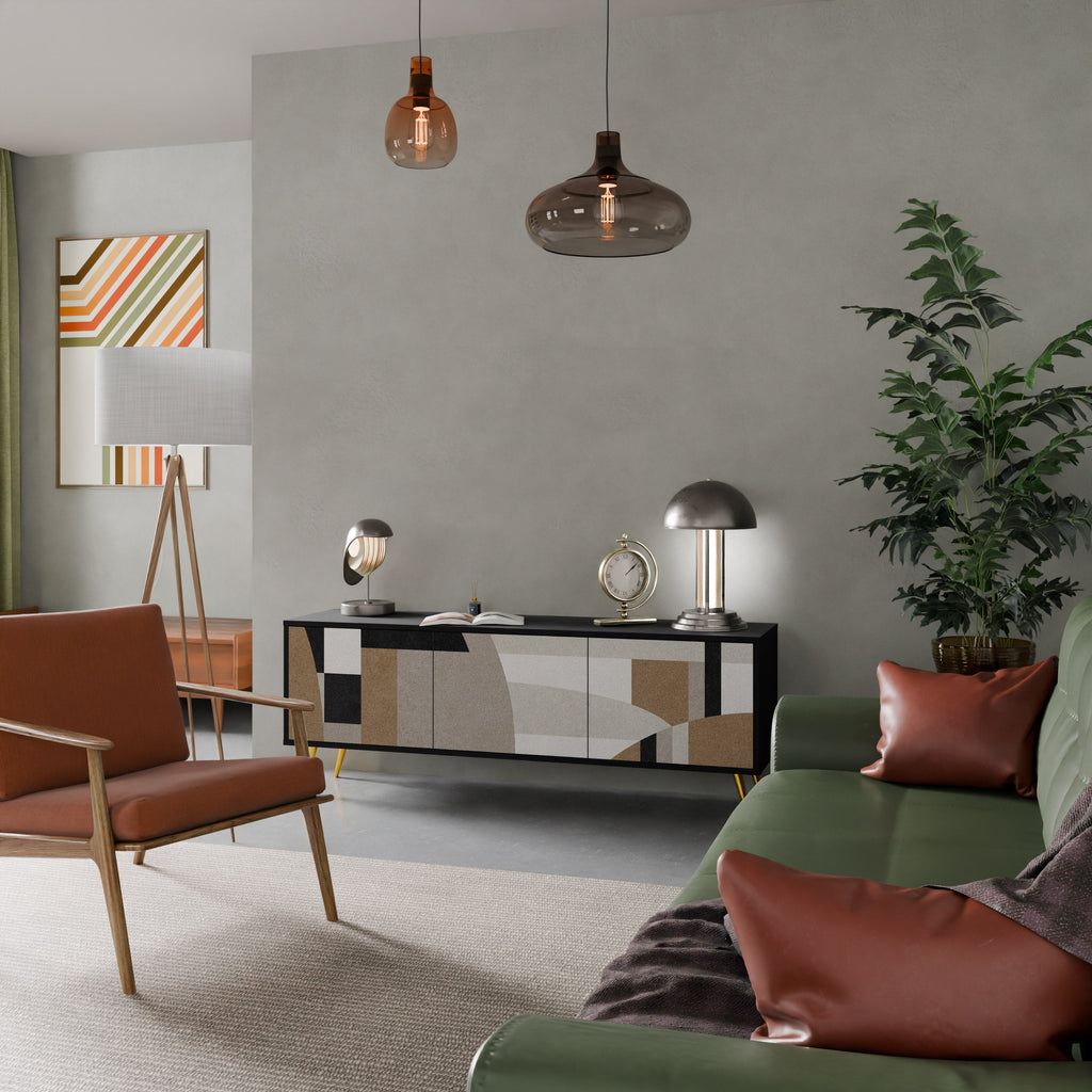 Meuble TV 3 portes DELICATE MEMENTO finition noire