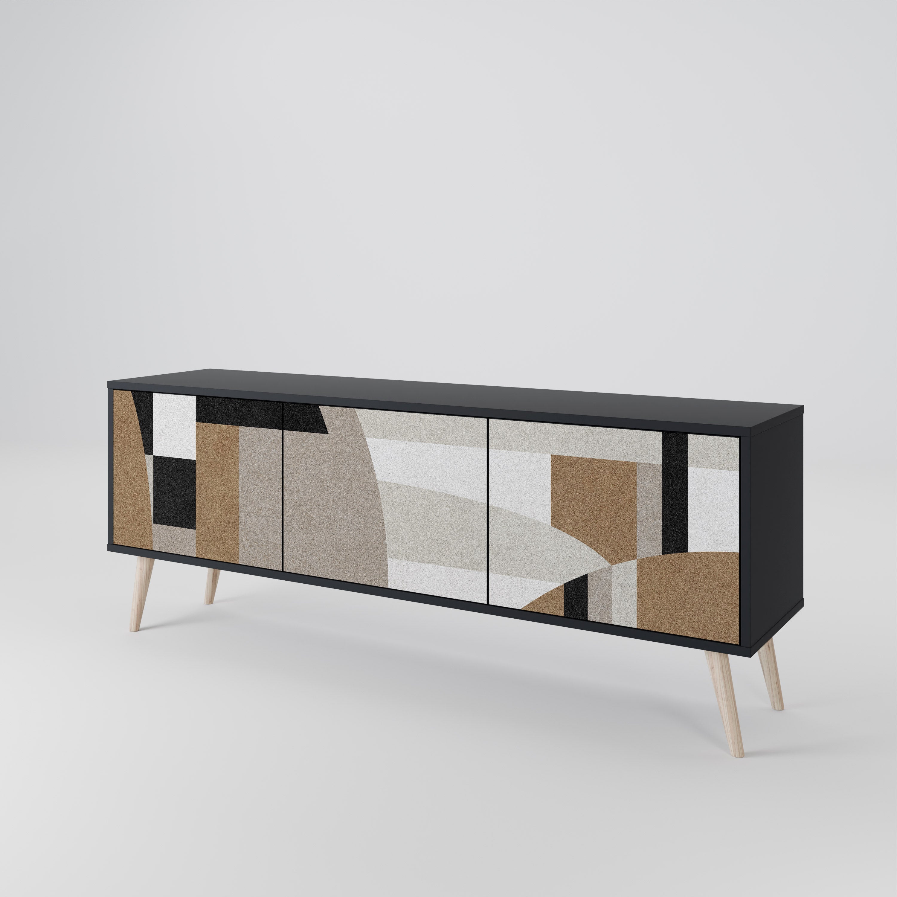 Meuble TV 3 portes DELICATE MEMENTO finition noire