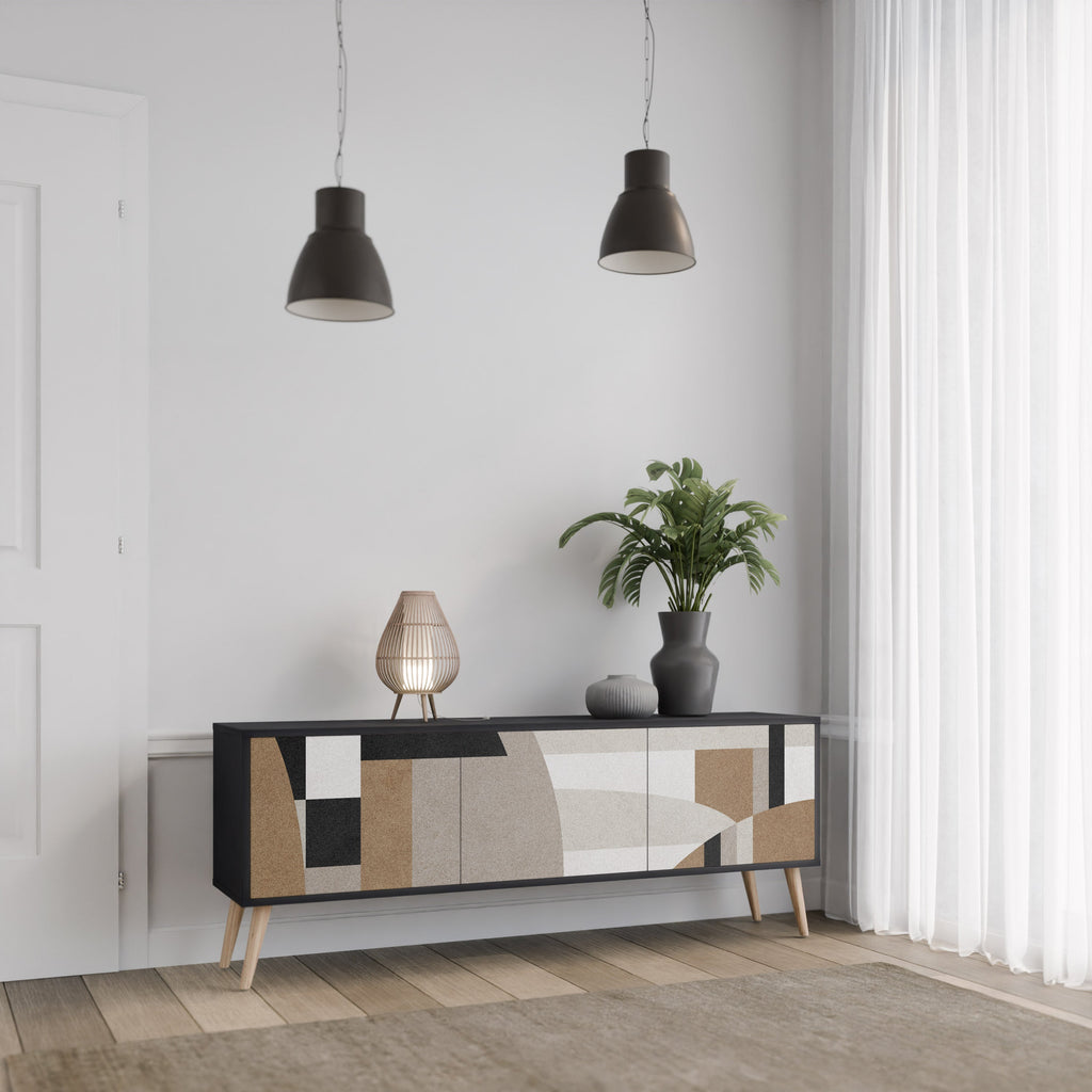 Meuble TV 3 portes DELICATE MEMENTO finition noire