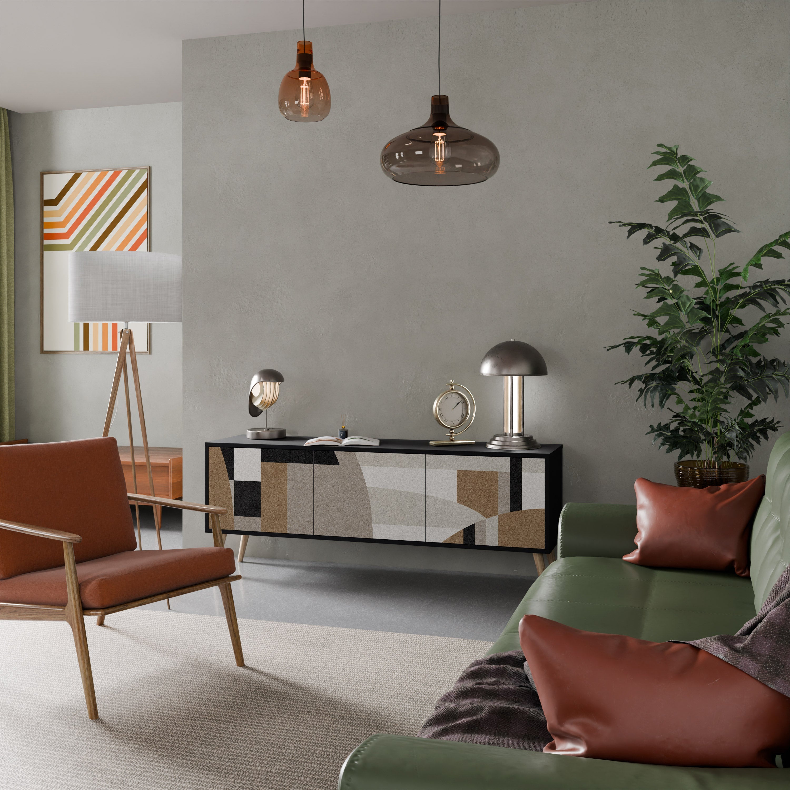 Meuble TV 3 portes DELICATE MEMENTO finition noire