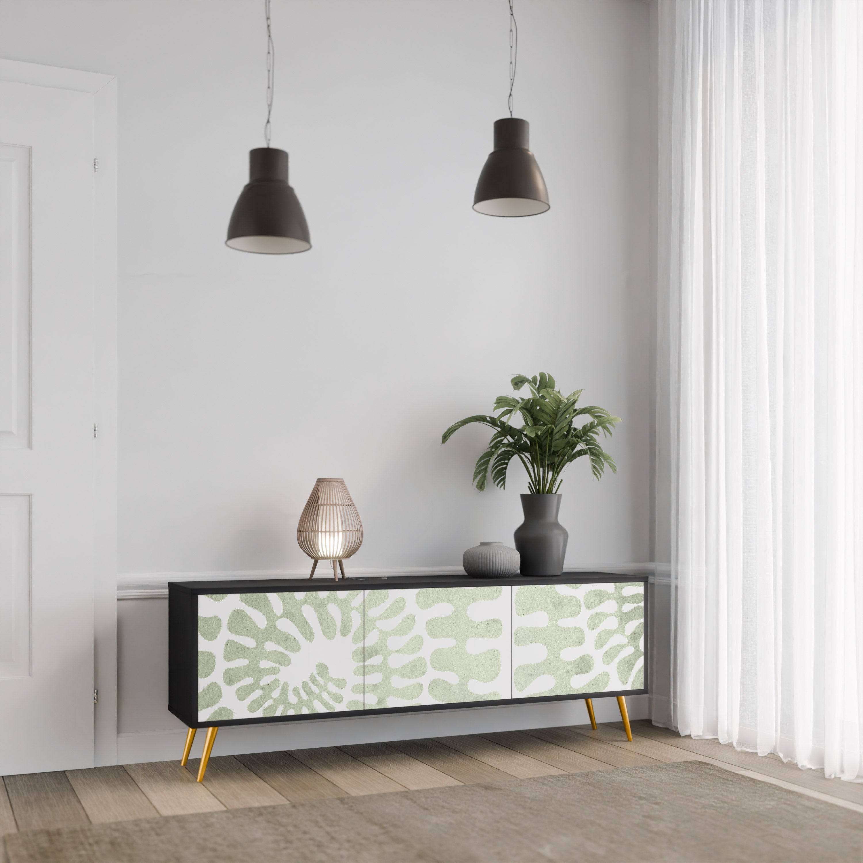 Meuble TV 3 portes HELIX DANCE finition noire