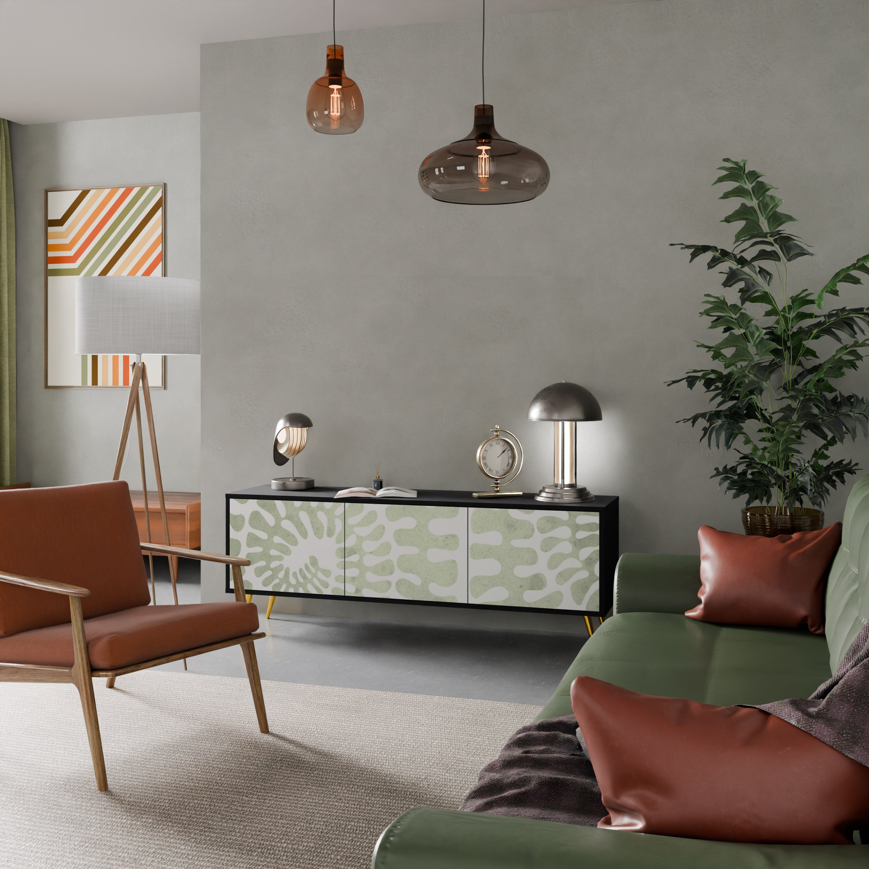 Meuble TV 3 portes HELIX DANCE finition noire