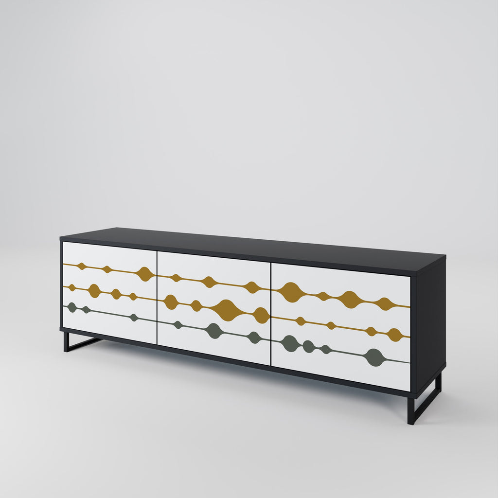 VIVID TONE 3-Door TV Stand in Black Finish