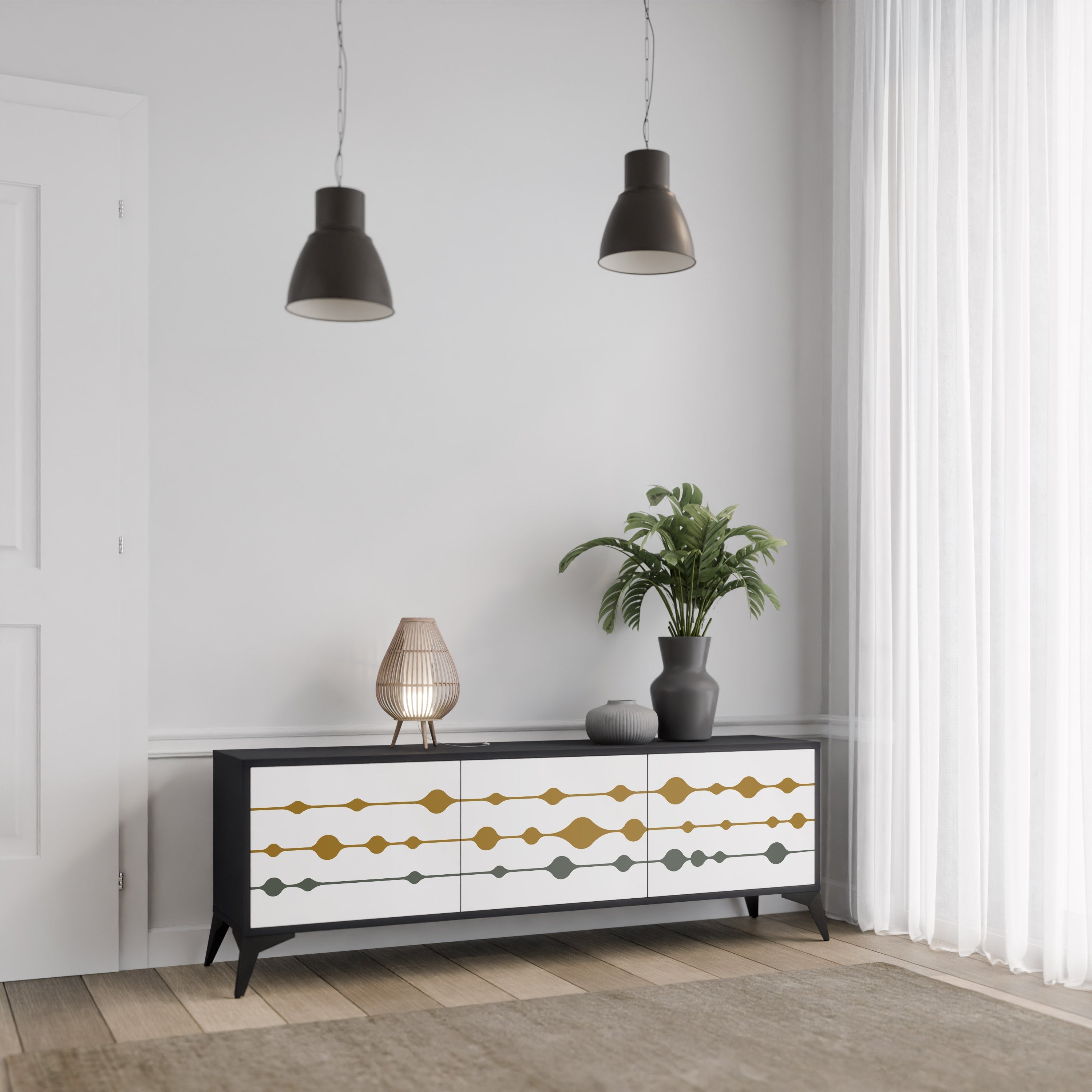 Meuble TV 3 portes VIVID TONE finition noire