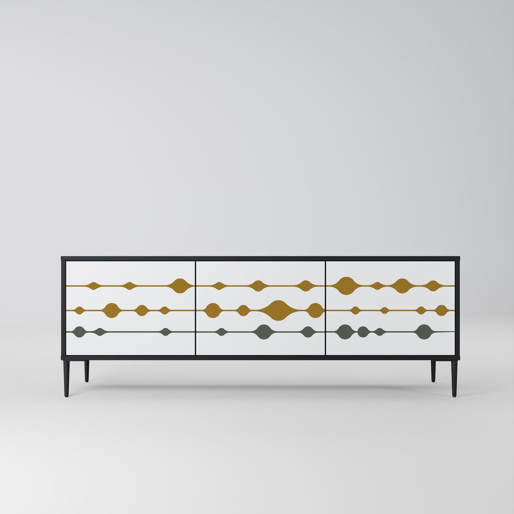 VIVID TONE 3-Door TV Stand in Black Finish