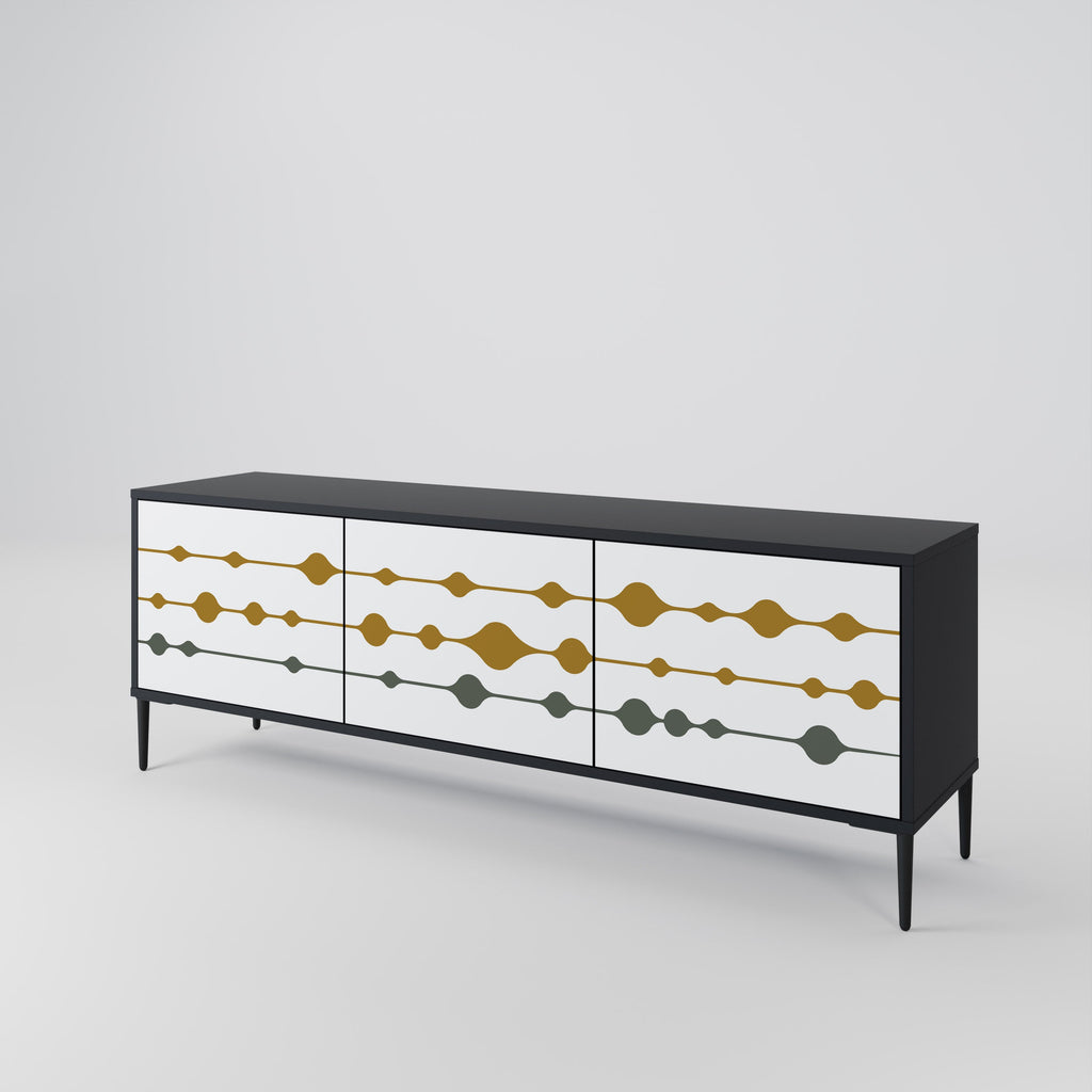 VIVID TONE 3-Door TV Stand in Black Finish