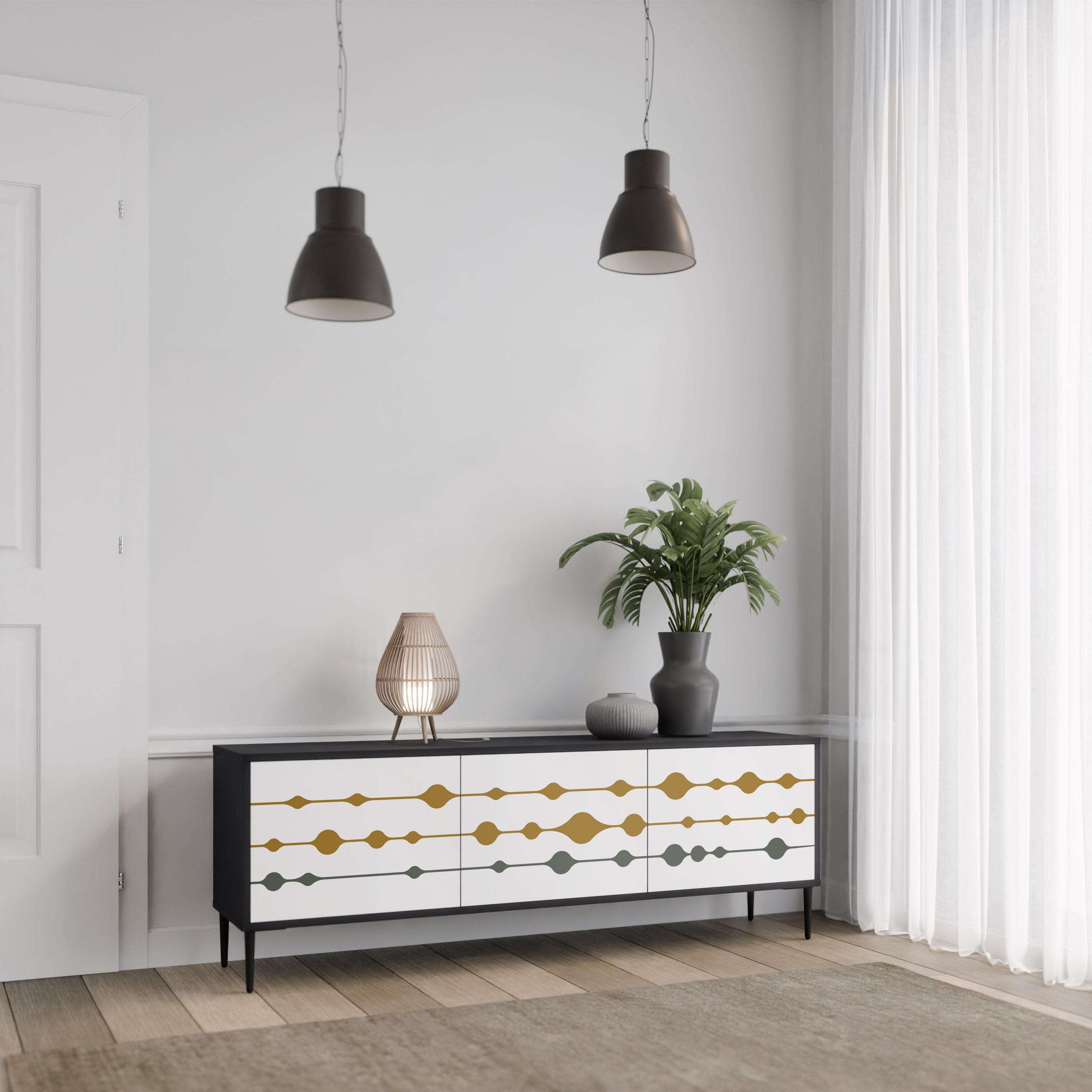 Meuble TV 3 portes VIVID TONE finition noire