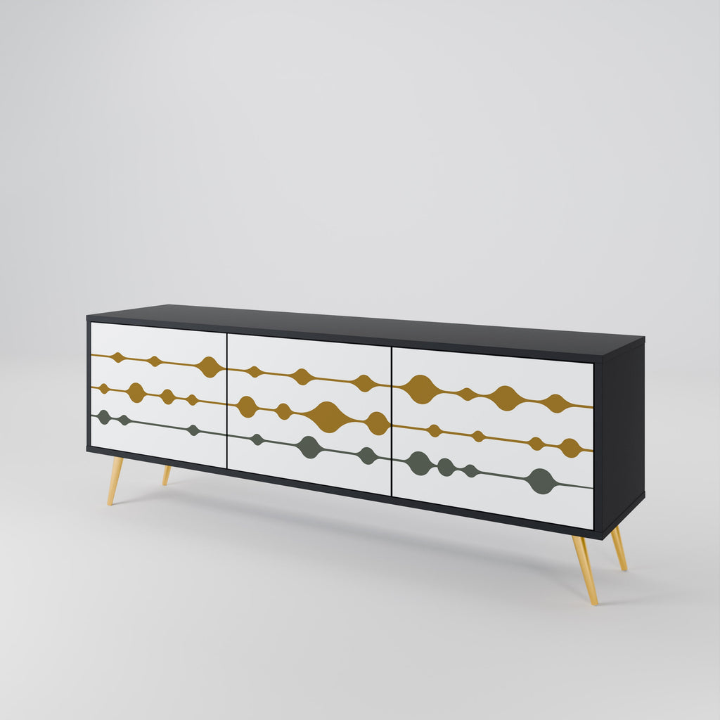 VIVID TONE 3-Door TV Stand in Black Finish