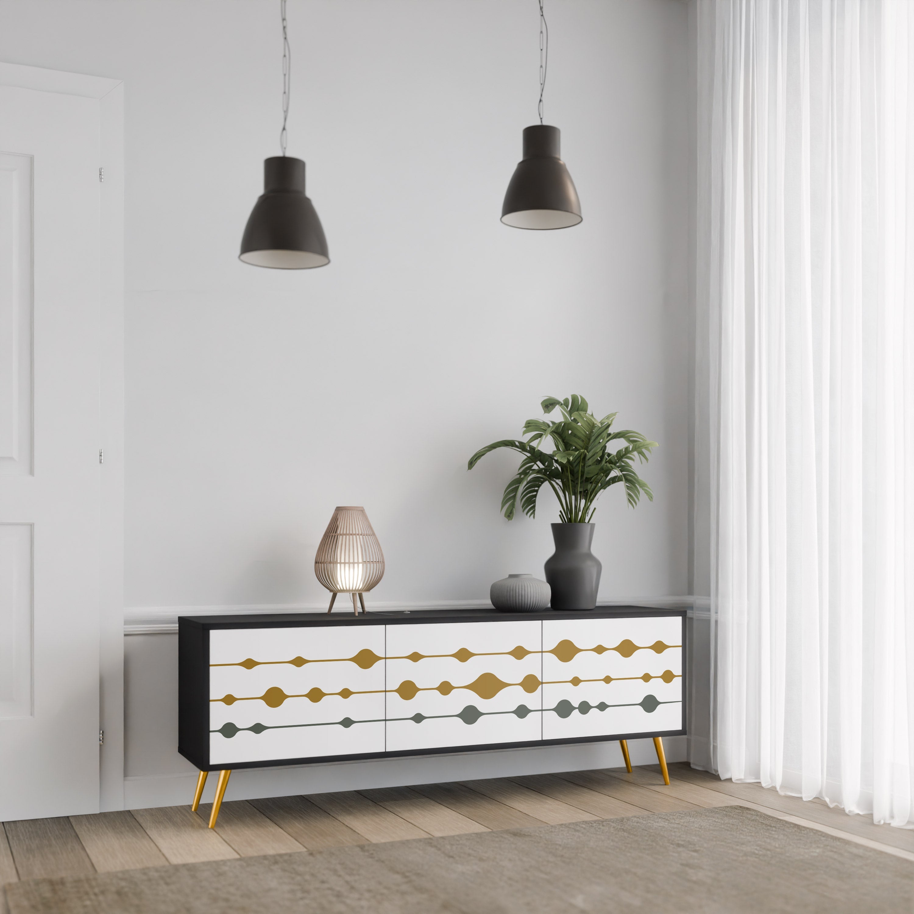 Meuble TV 3 portes VIVID TONE finition noire