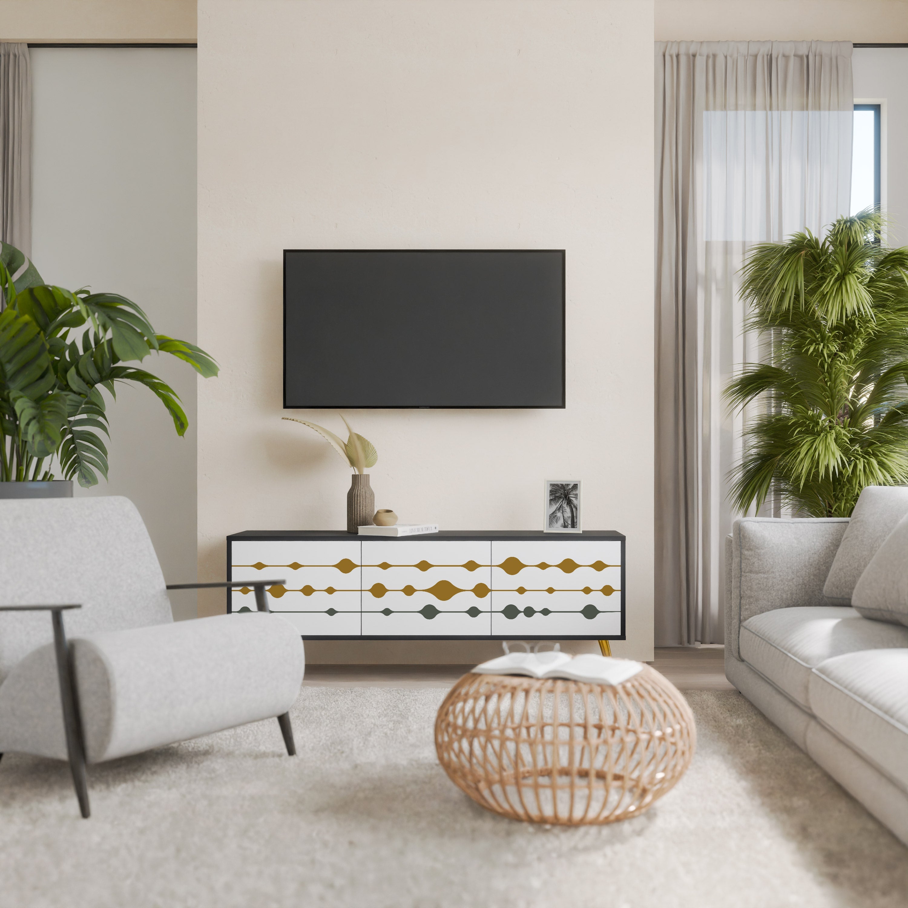 Meuble TV 3 portes VIVID TONE finition noire