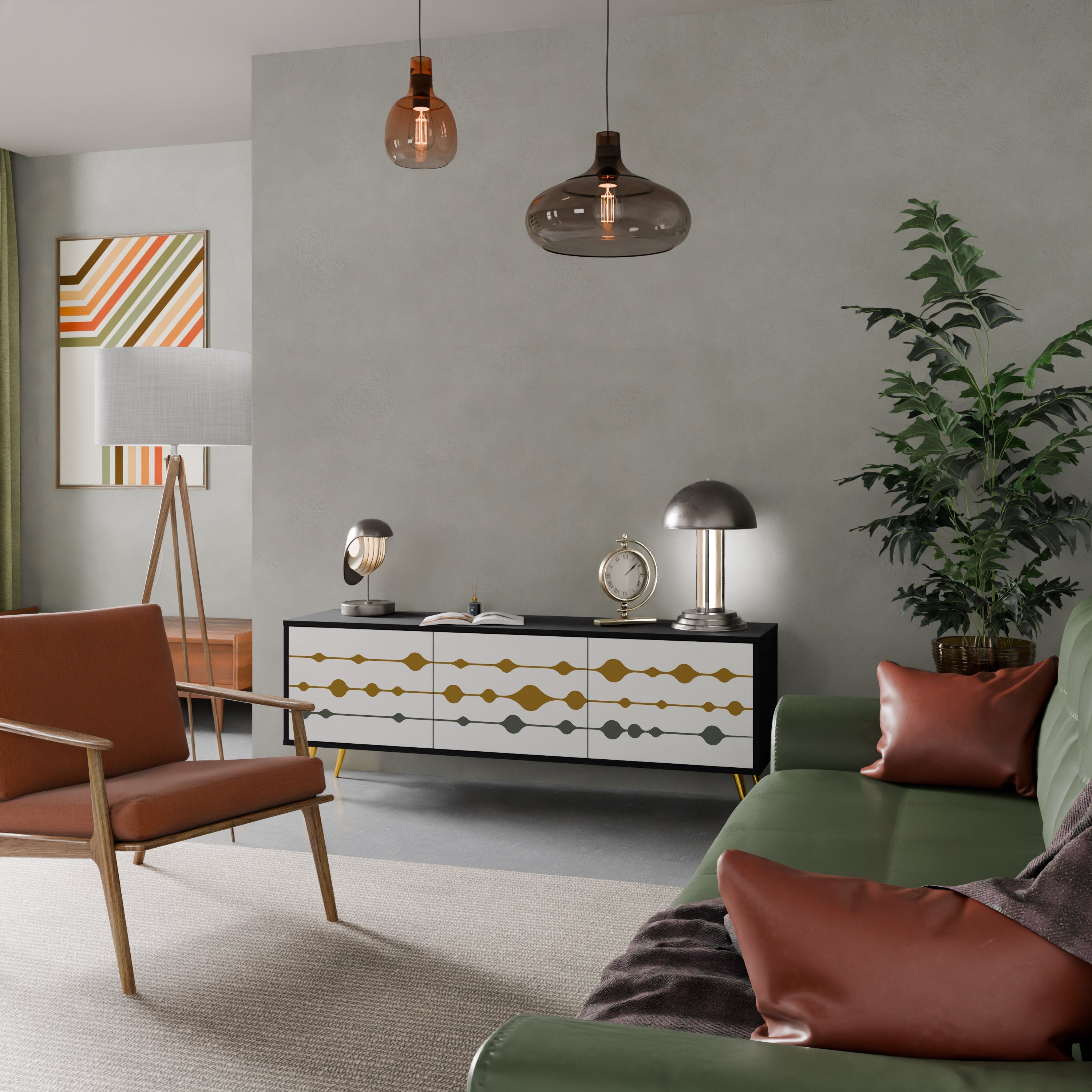 Meuble TV 3 portes VIVID TONE finition noire