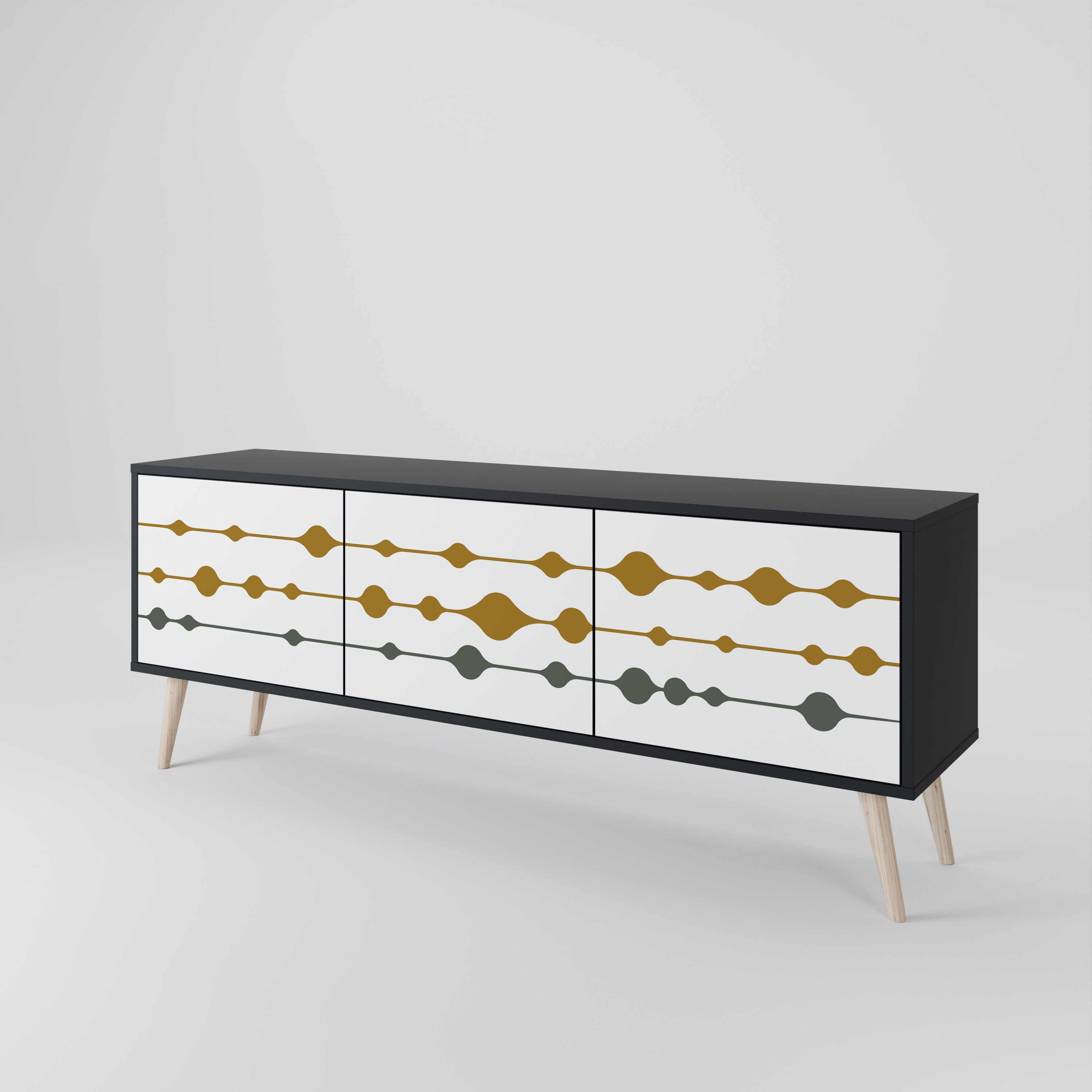 Meuble TV 3 portes VIVID TONE finition noire