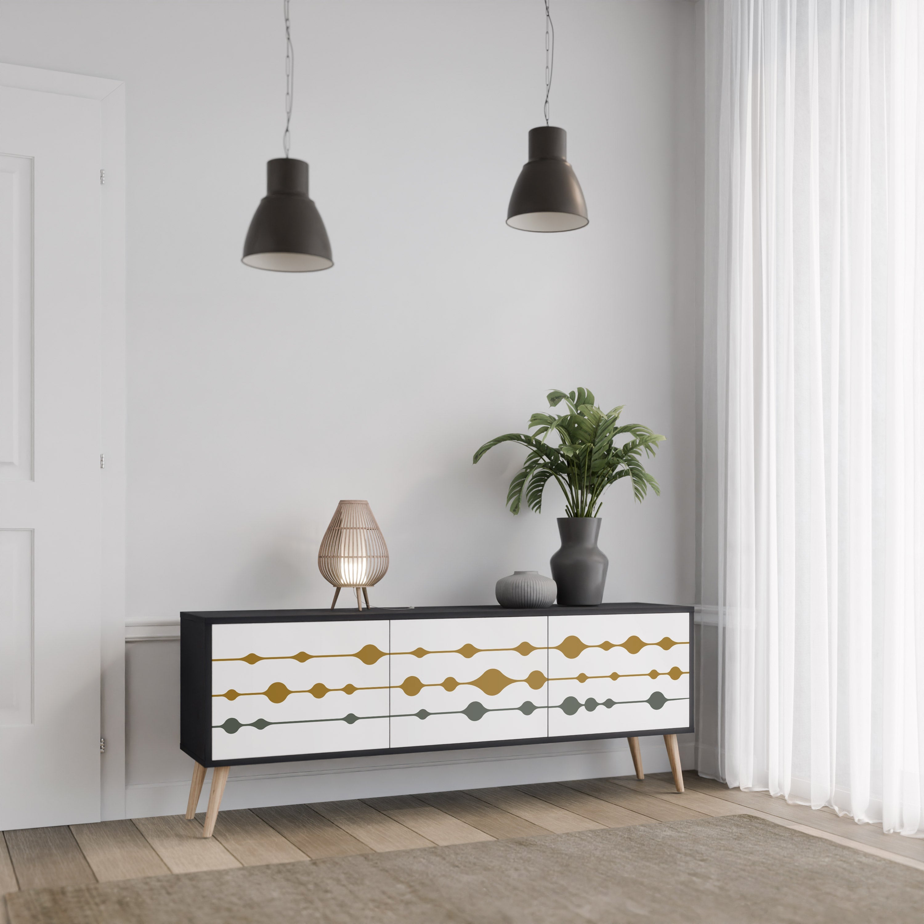 Meuble TV 3 portes VIVID TONE finition noire