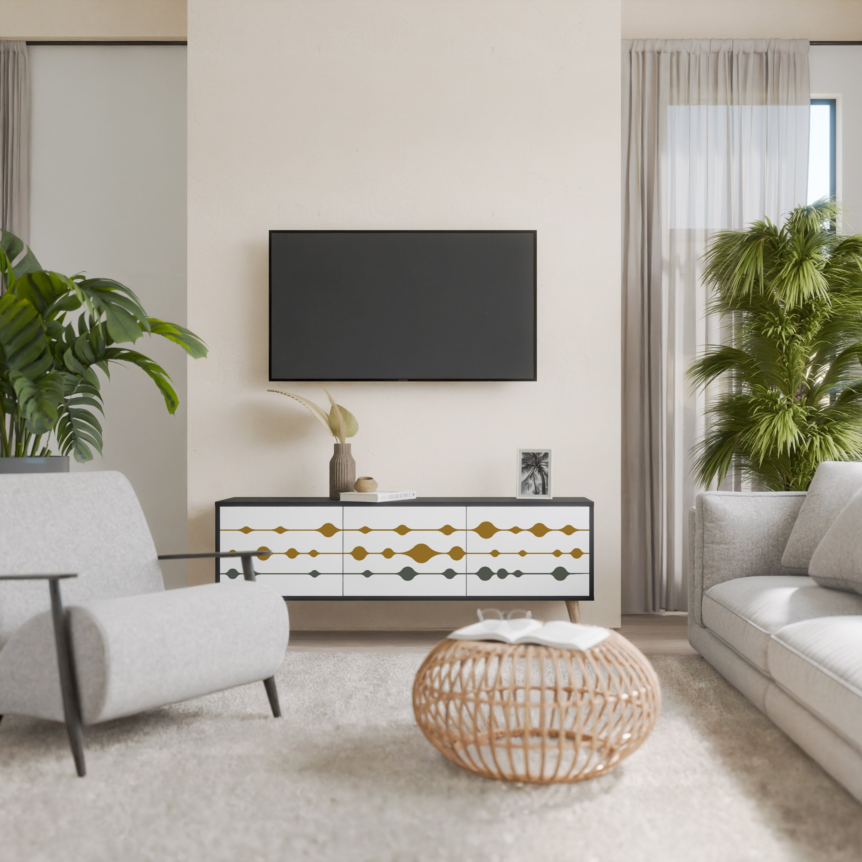 Meuble TV 3 portes VIVID TONE finition noire