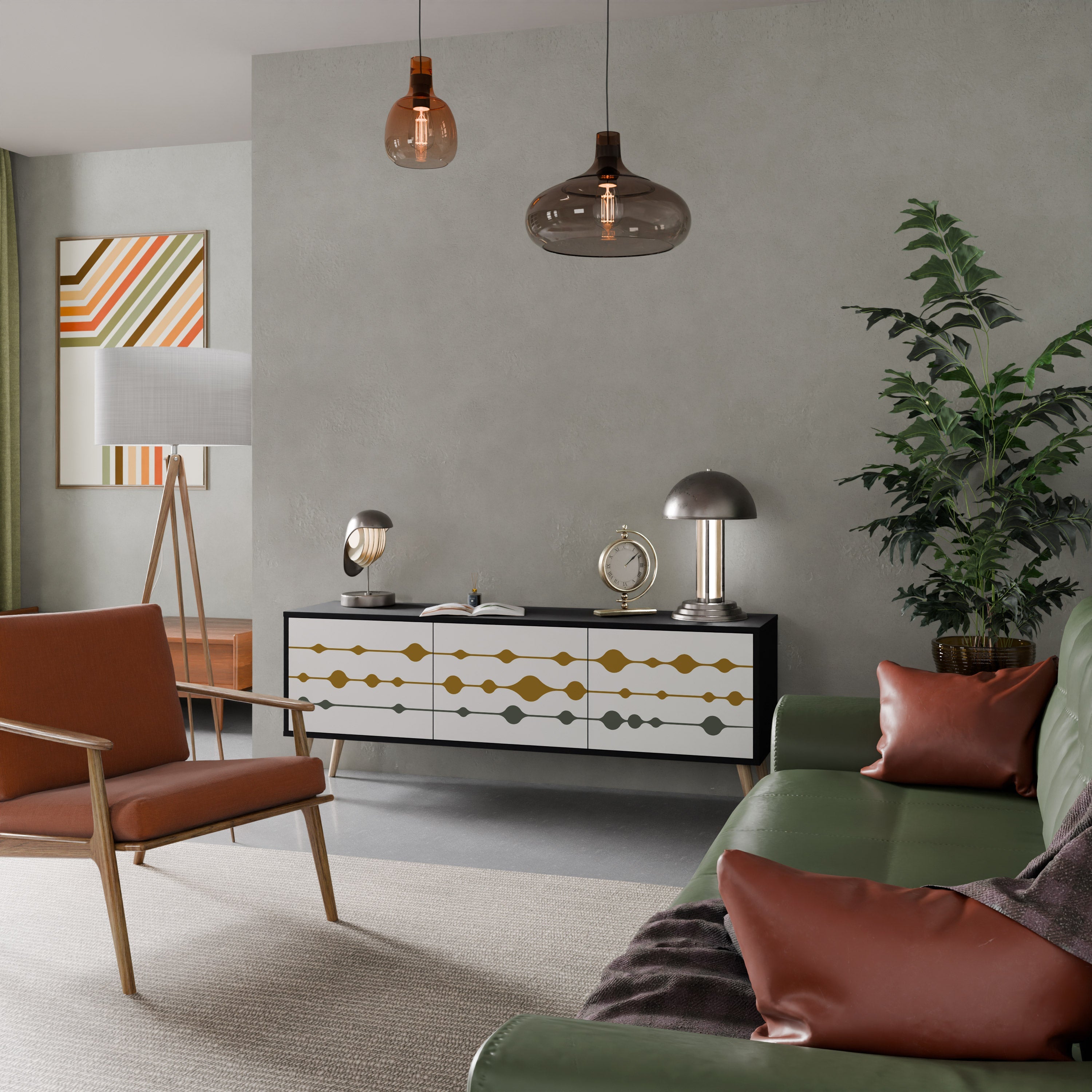 Meuble TV 3 portes VIVID TONE finition noire