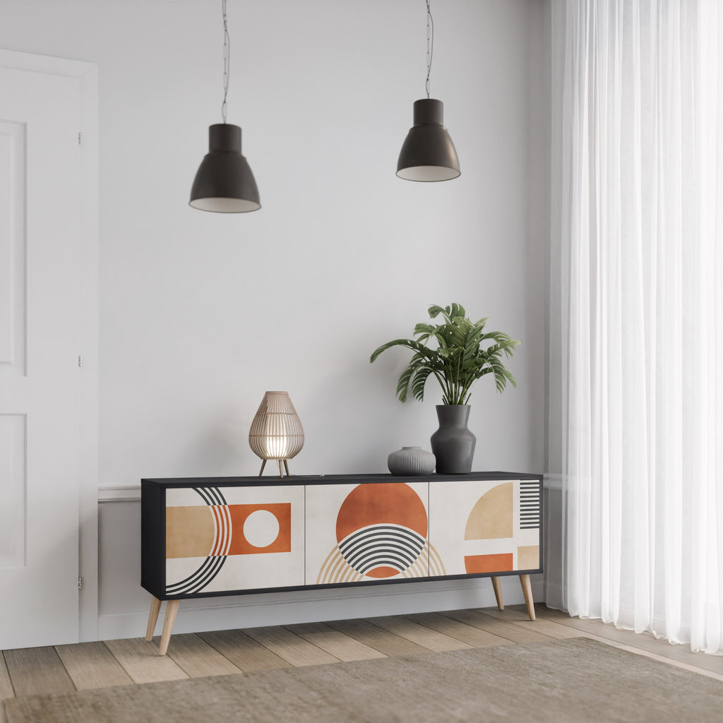 Meuble TV 3 portes SPACE AROUND en finition noire