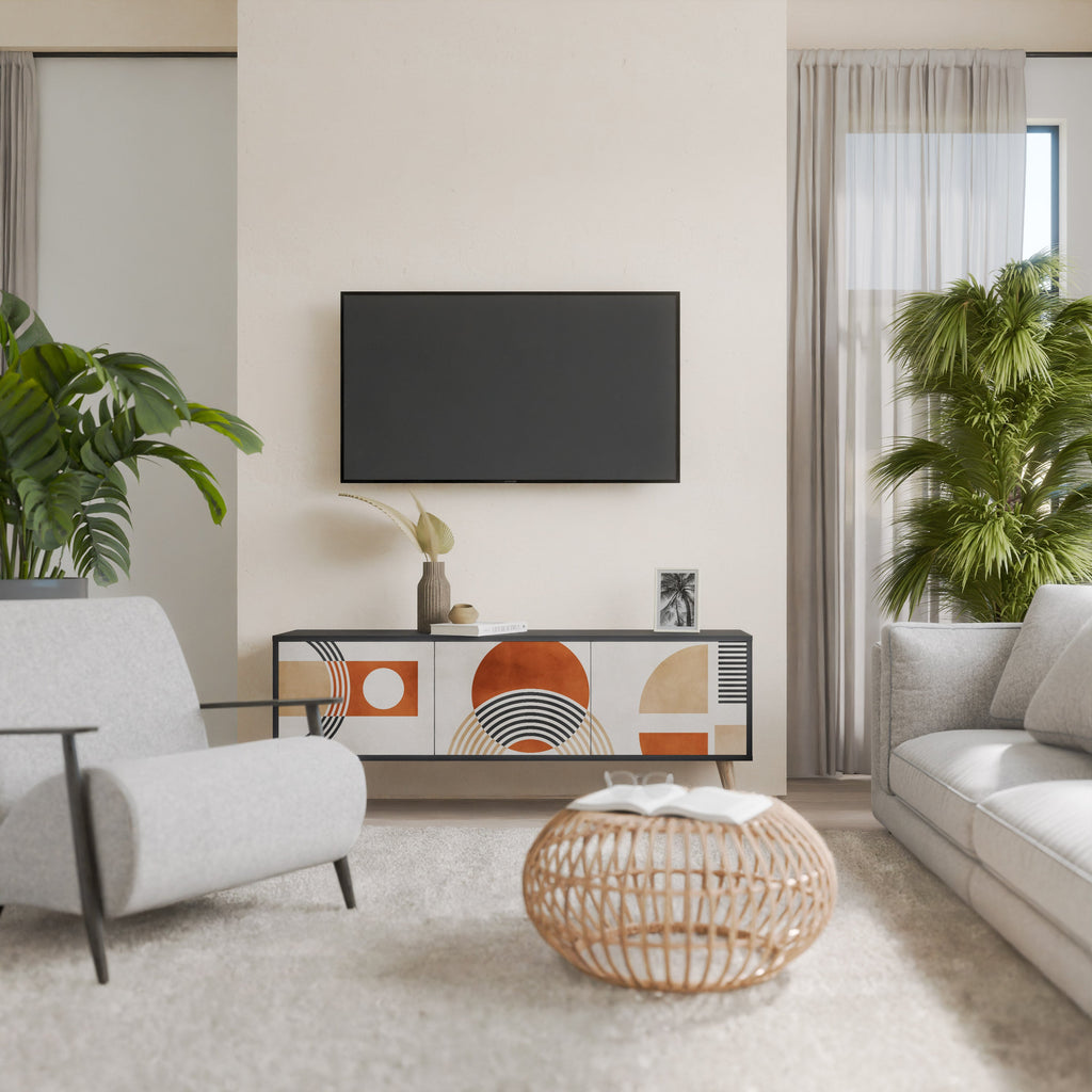 Meuble TV 3 portes SPACE AROUND en finition noire