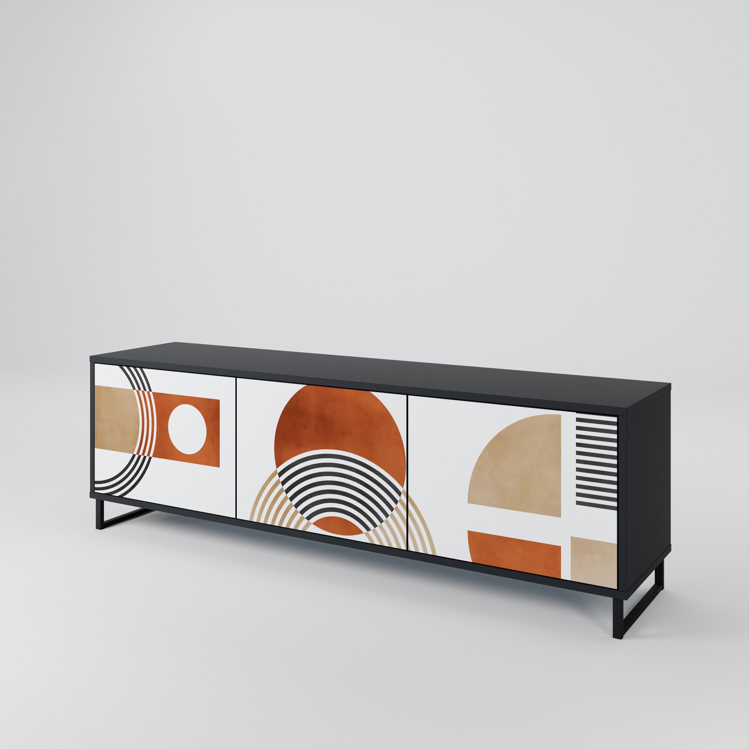 Meuble TV 3 portes CIRCLE RHYTM finition noire