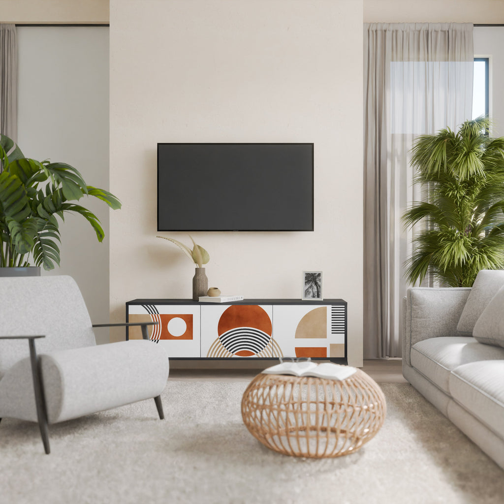 Meuble TV 3 portes CIRCLE RHYTM finition noire