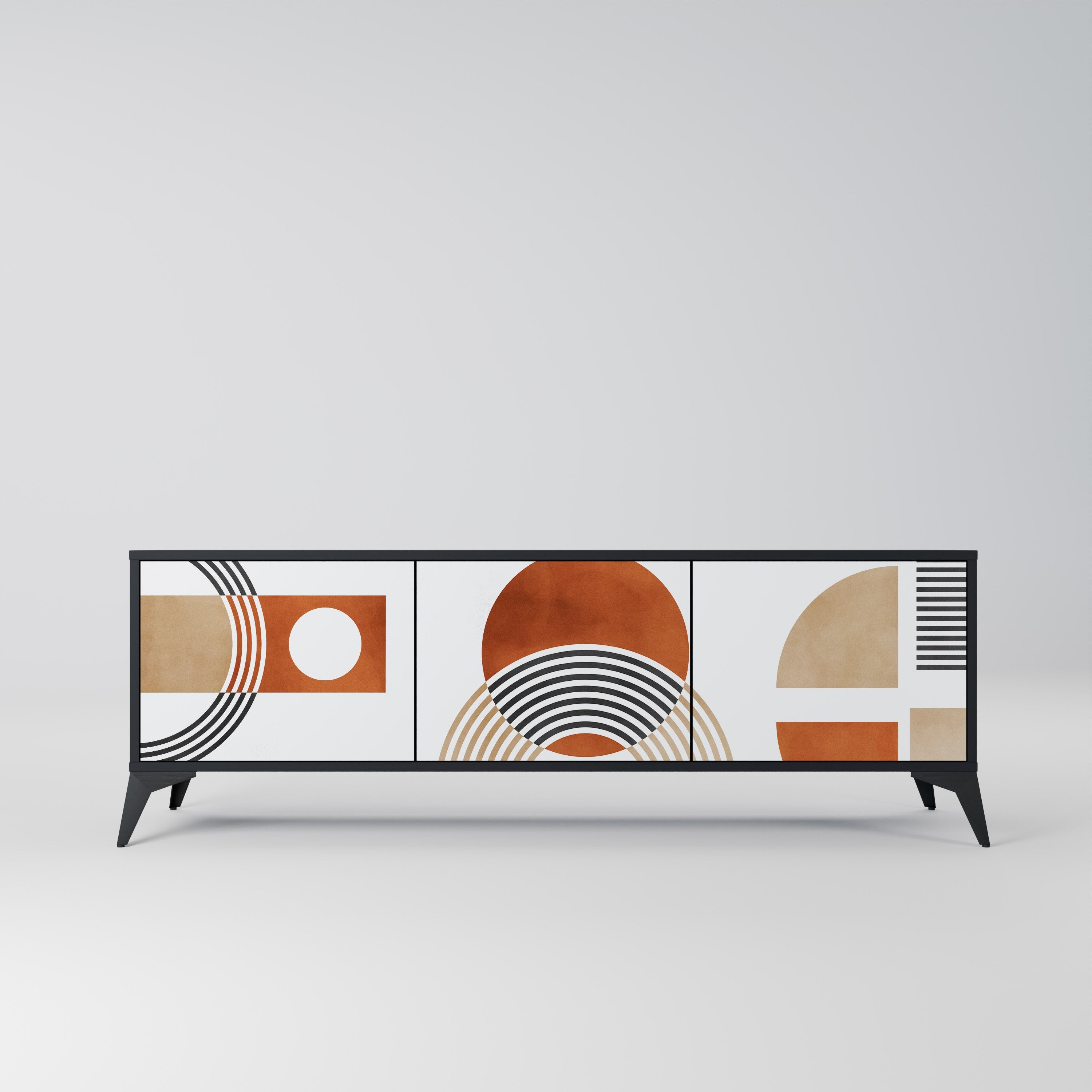 Meuble TV 3 portes CIRCLE RHYTM finition noire