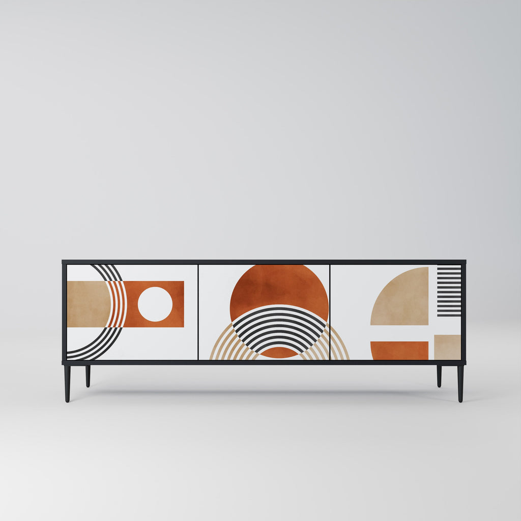 Meuble TV 3 portes CIRCLE RHYTM finition noire