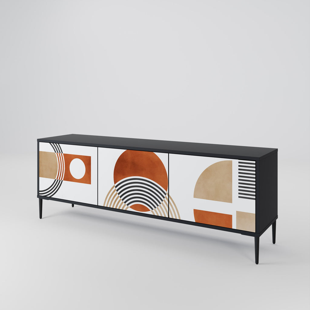 Meuble TV 3 portes CIRCLE RHYTM finition noire