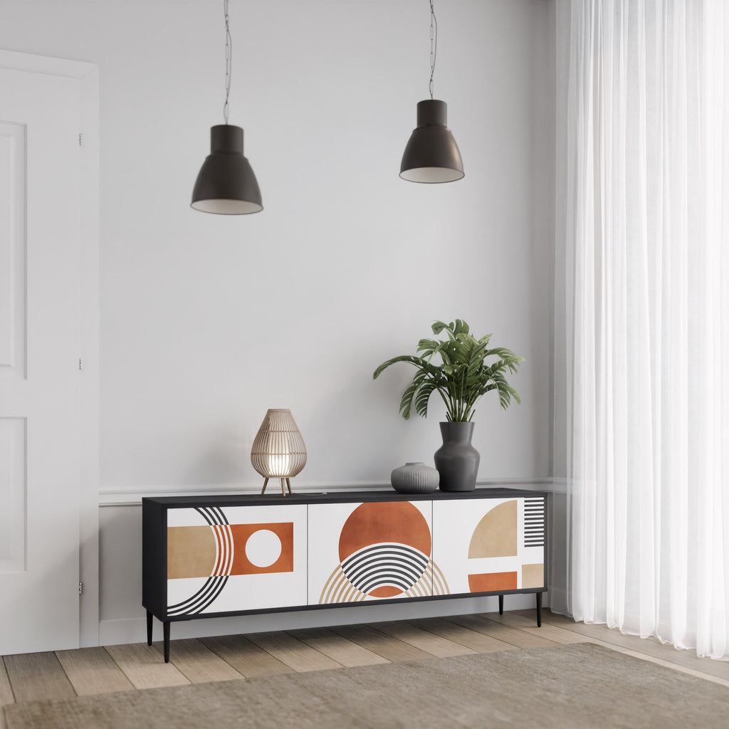 Meuble TV 3 portes CIRCLE RHYTM finition noire