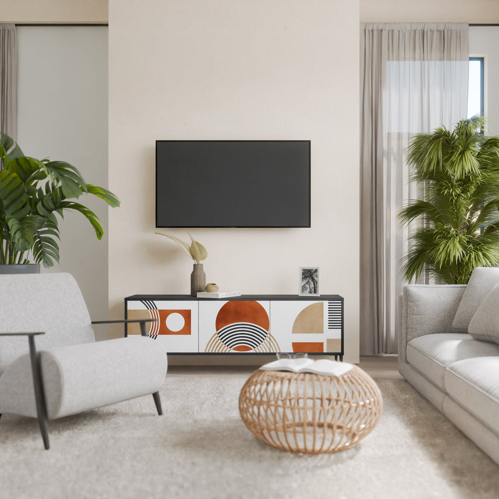 Meuble TV 3 portes CIRCLE RHYTM finition noire