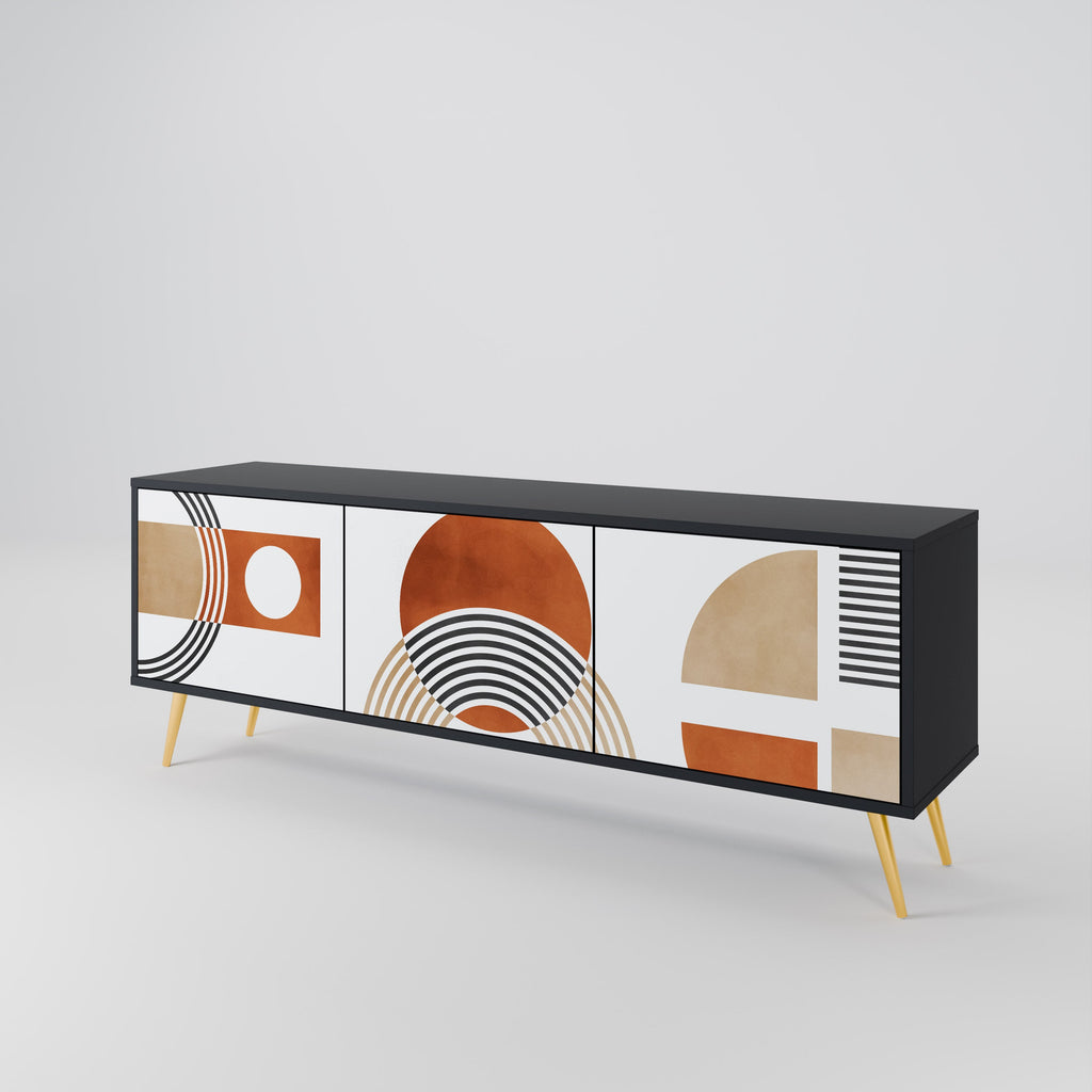 Meuble TV 3 portes CIRCLE RHYTM finition noire