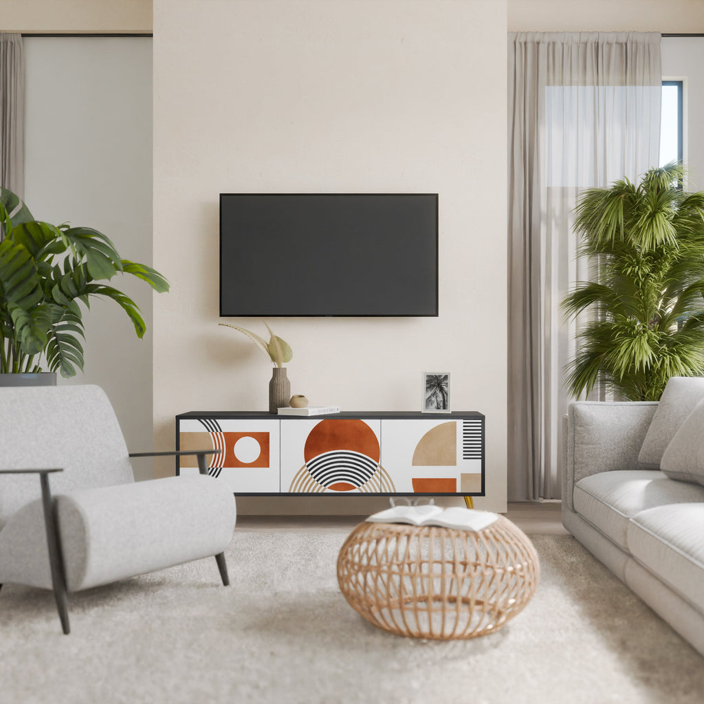 Meuble TV 3 portes CIRCLE RHYTM finition noire