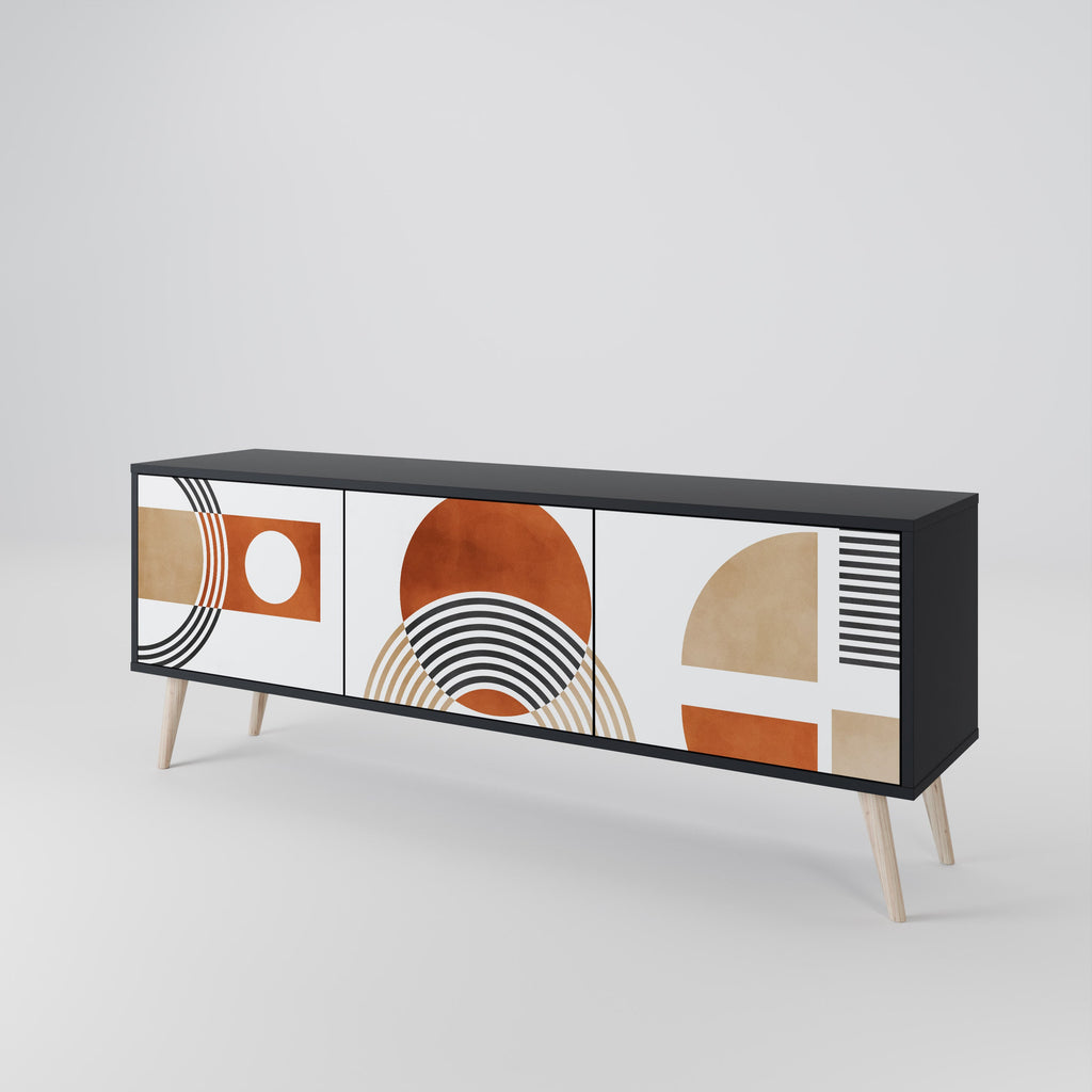 Meuble TV 3 portes CIRCLE RHYTM finition noire