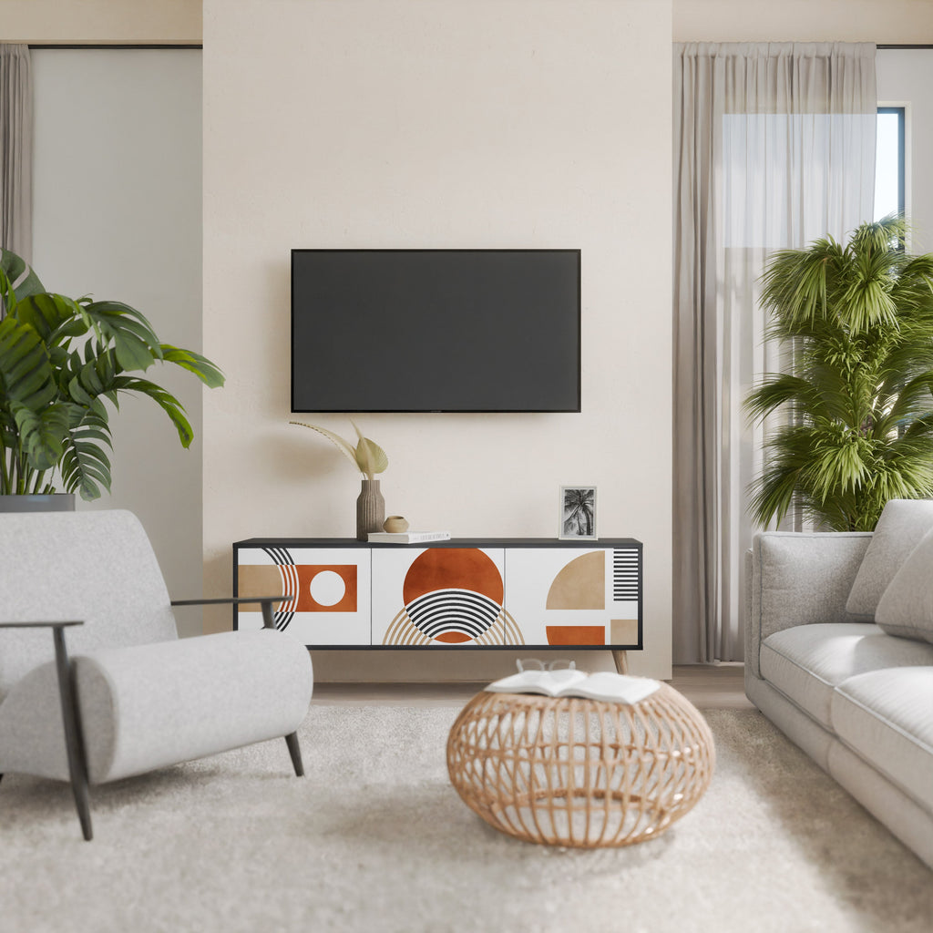 Meuble TV 3 portes CIRCLE RHYTM finition noire