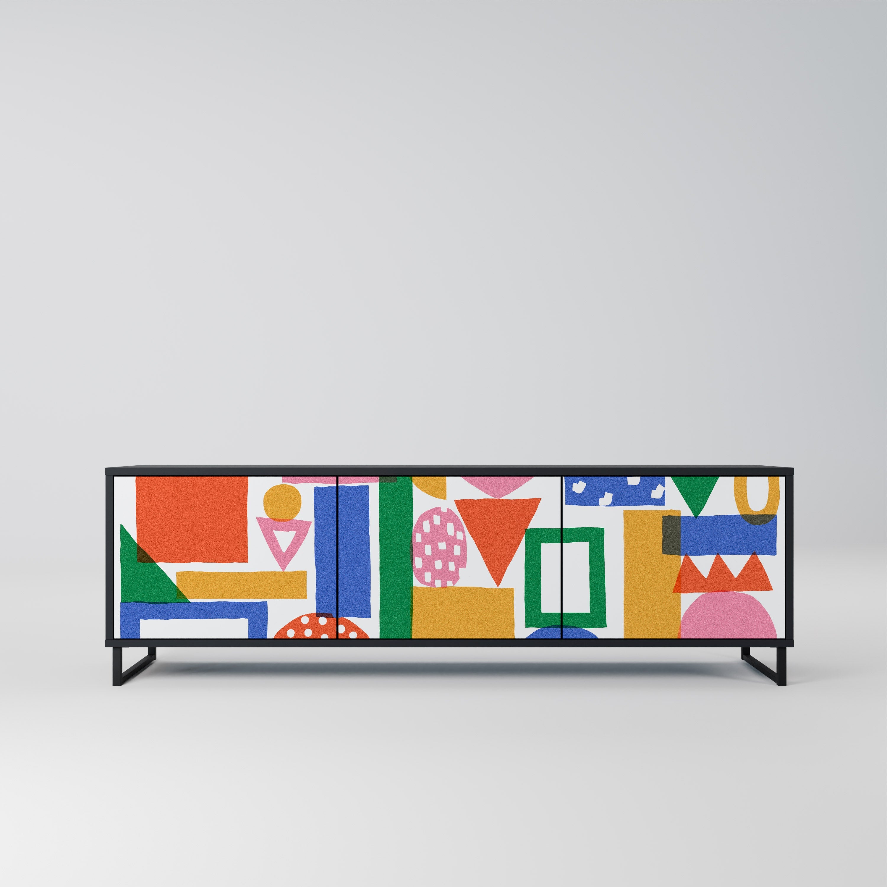 Meuble TV 3 portes GEOMETRIC GLIMMER en finition noire