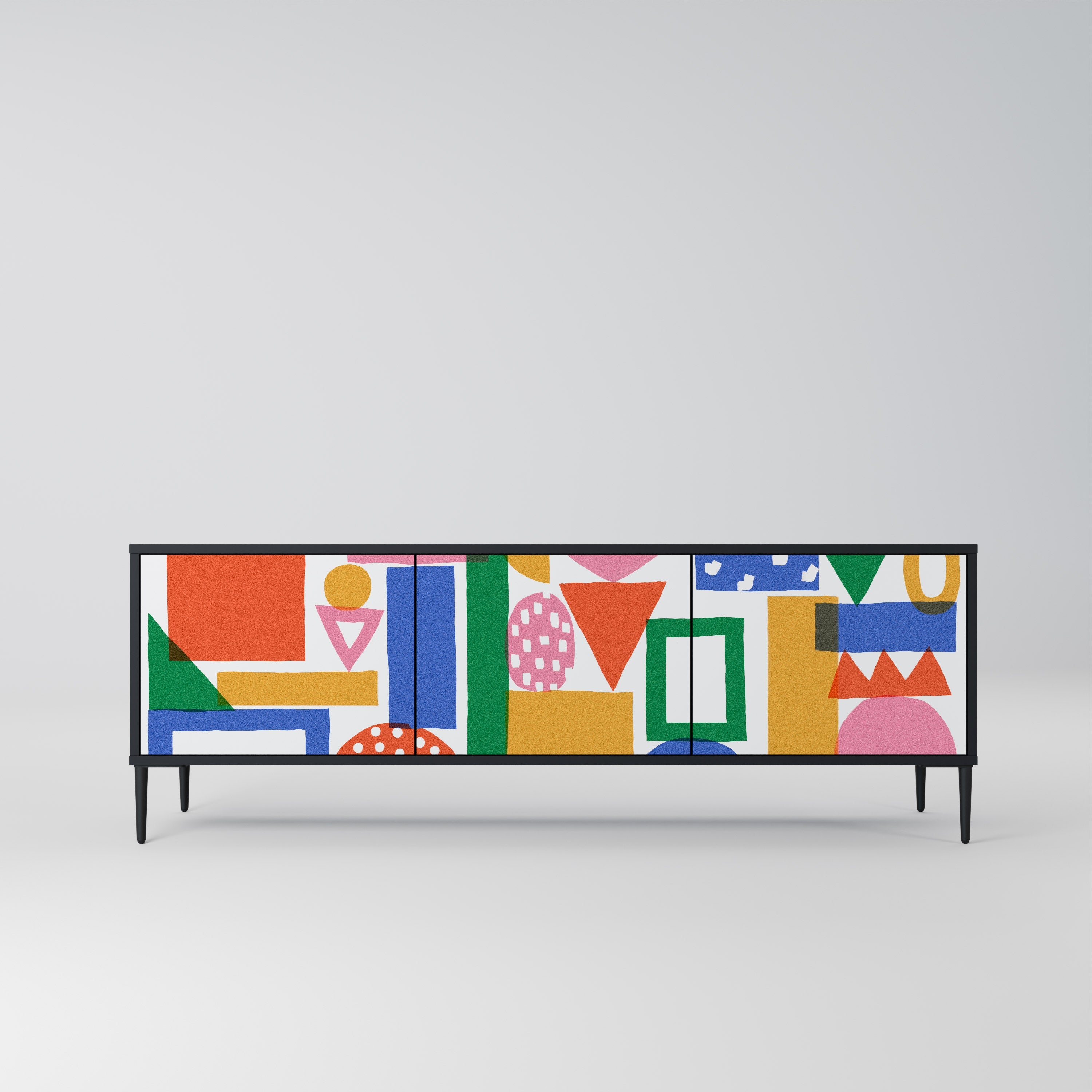 Meuble TV 3 portes GEOMETRIC GLIMMER en finition noire