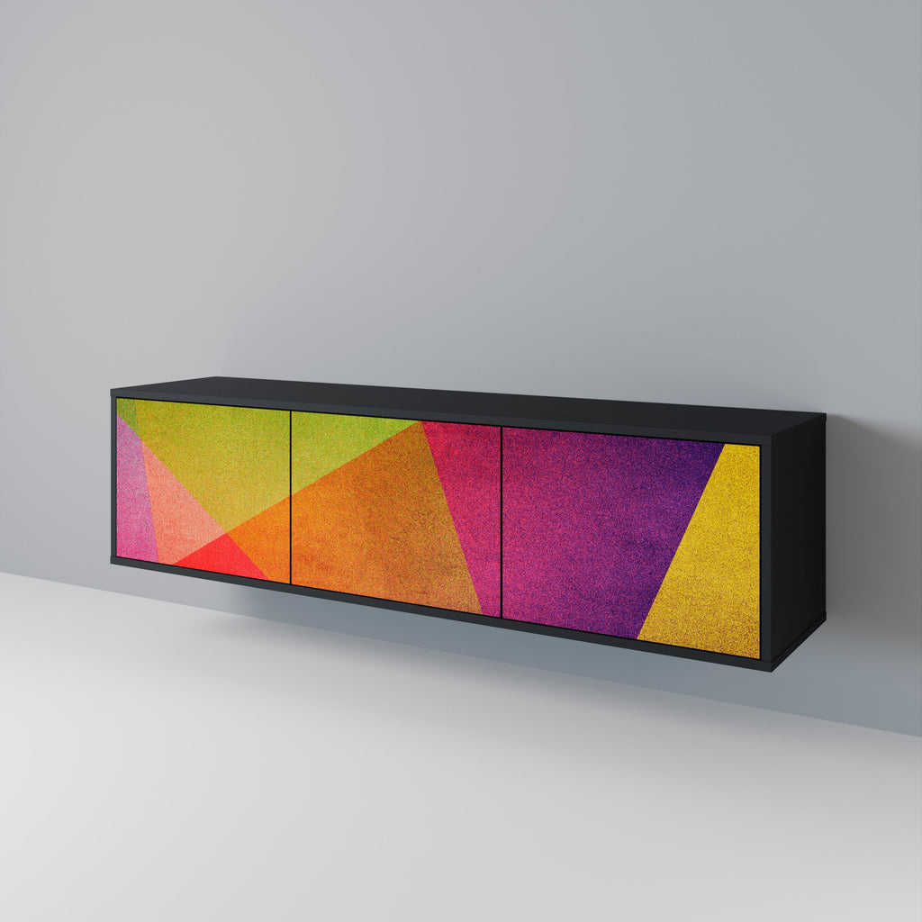 Meuble TV 3 portes VIVID GEOMETRY finition noire