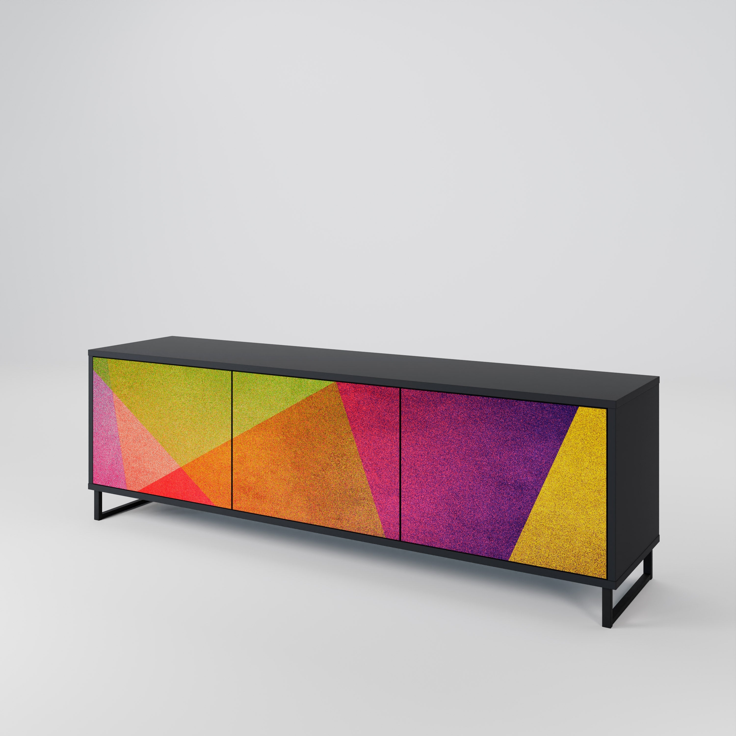 Meuble TV 3 portes VIVID GEOMETRY finition noire