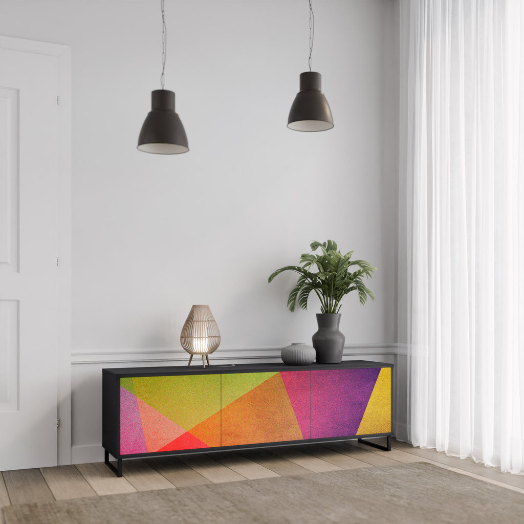 Meuble TV 3 portes VIVID GEOMETRY finition noire
