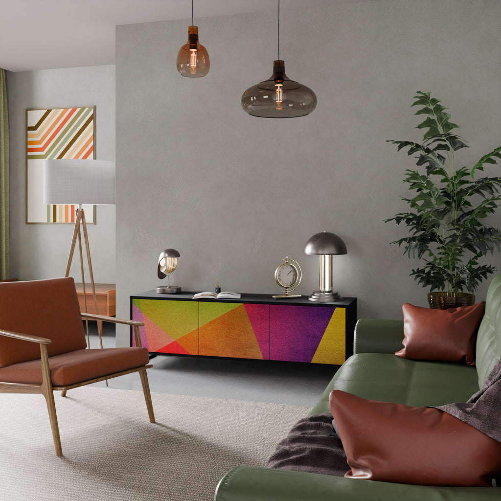 Meuble TV 3 portes VIVID GEOMETRY finition noire