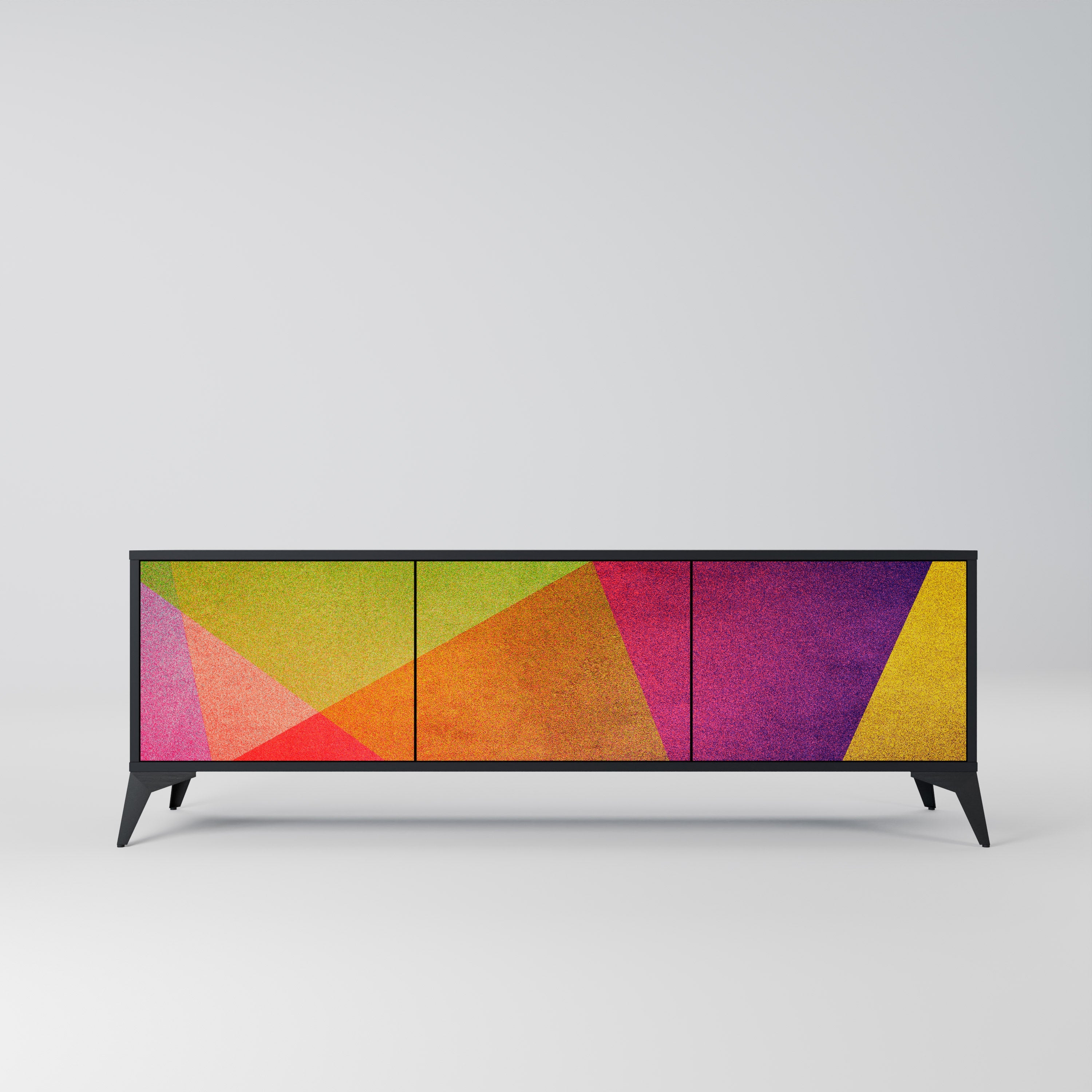 Meuble TV 3 portes VIVID GEOMETRY finition noire