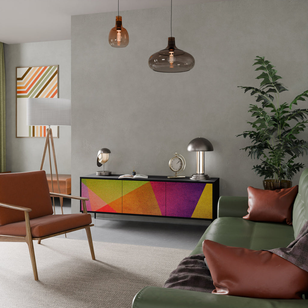 Meuble TV 3 portes VIVID GEOMETRY finition noire