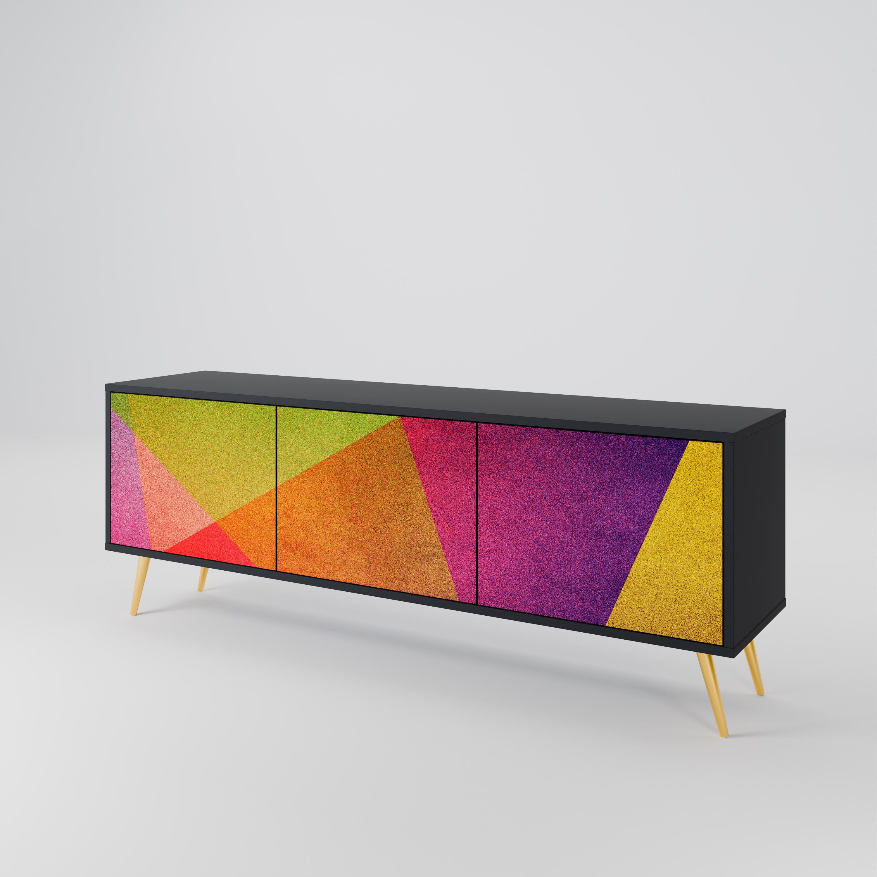 Meuble TV 3 portes VIVID GEOMETRY finition noire