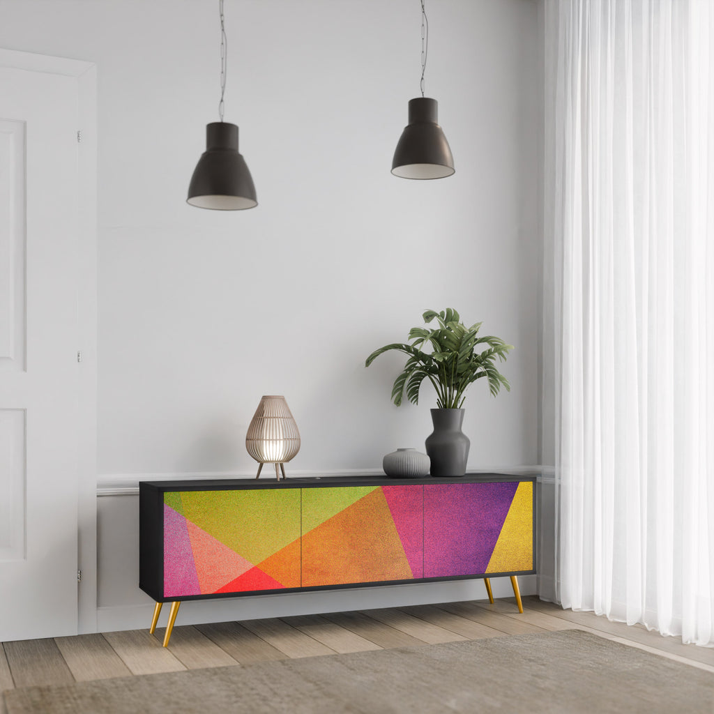 Meuble TV 3 portes VIVID GEOMETRY finition noire