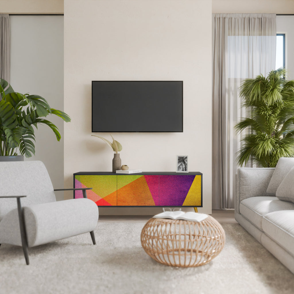 Meuble TV 3 portes VIVID GEOMETRY finition noire