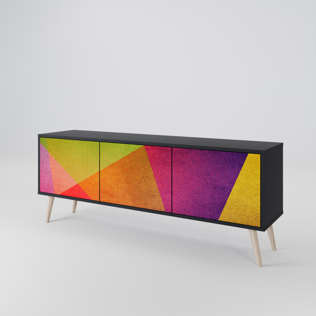 Meuble TV 3 portes VIVID GEOMETRY finition noire