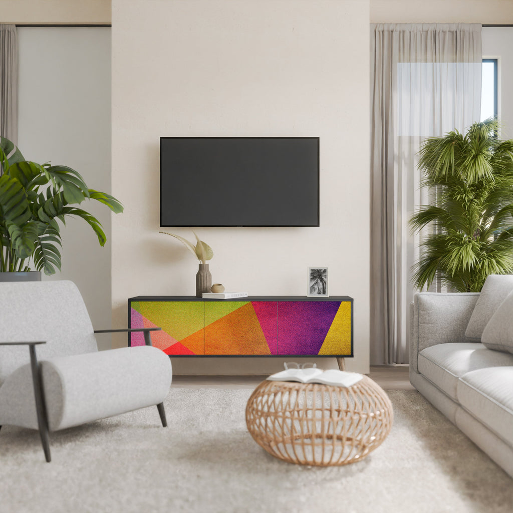 Meuble TV 3 portes VIVID GEOMETRY finition noire